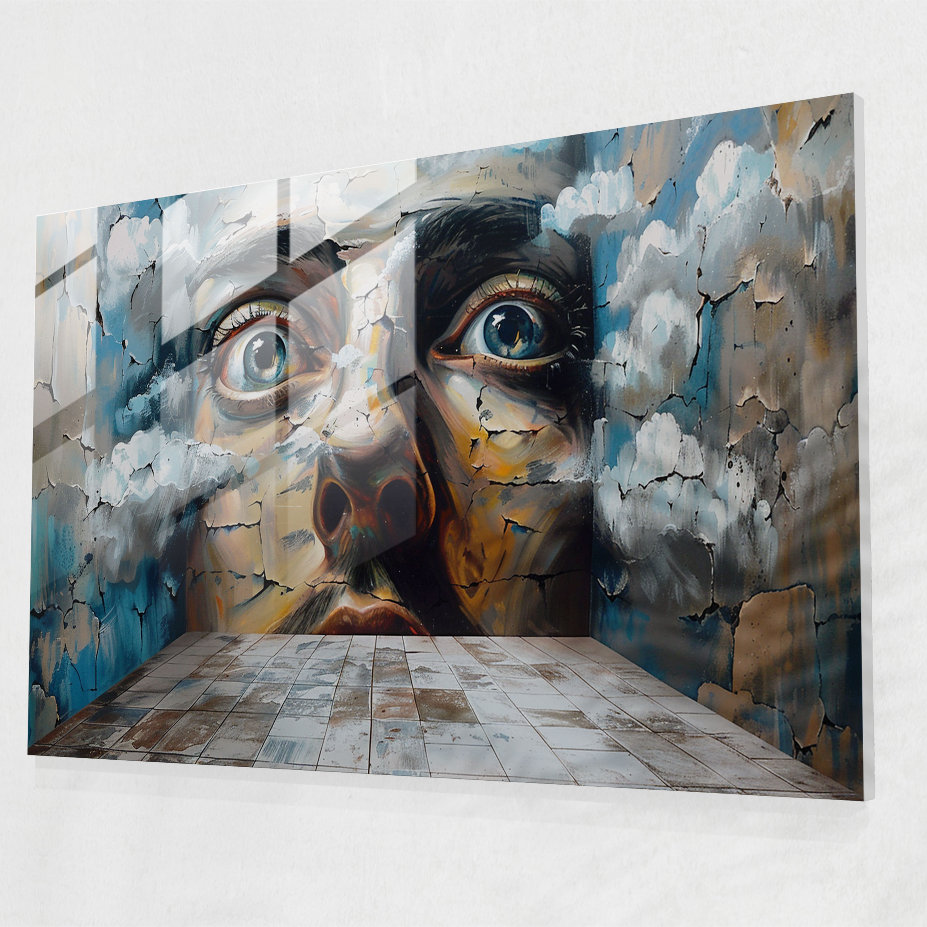 Dali Style Portrait Glass Print - Salvador Dali, Modern Art, Wall Decoration, Glass Art