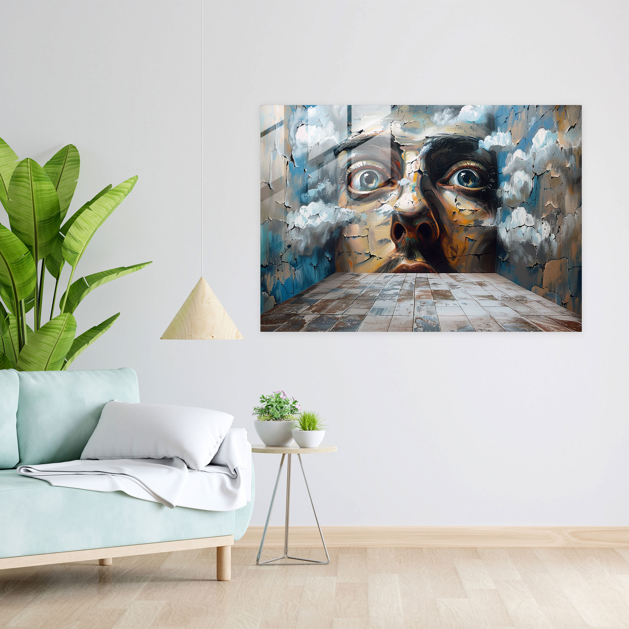 Dali Style Portrait Glass Print - Salvador Dali, Modern Art, Wall Decoration, Glass Art