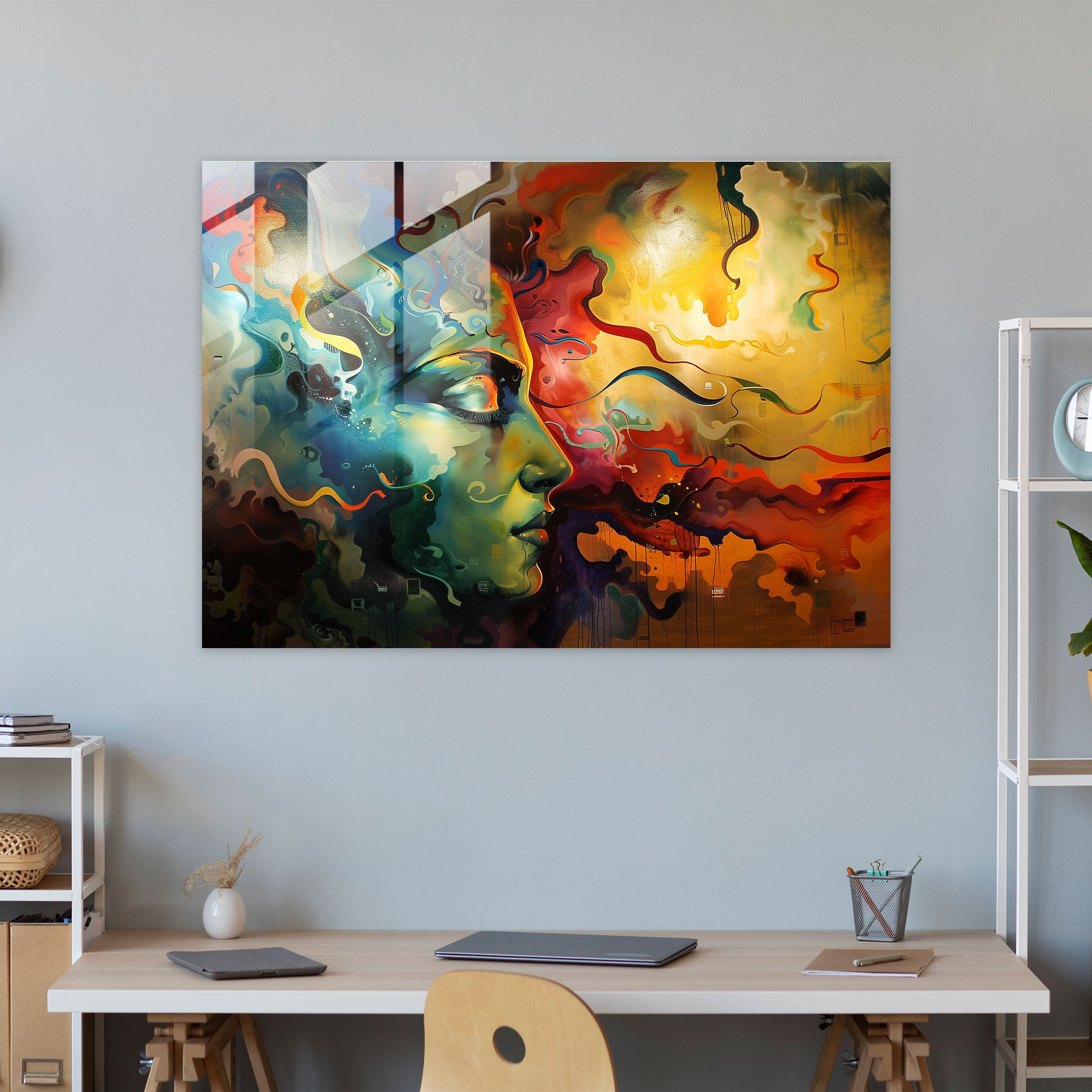 Abstract Interpretation Of Salvador Dali Glass Print - Salvador Dali, Glass Wall Art, Home Decoration, Glass Art