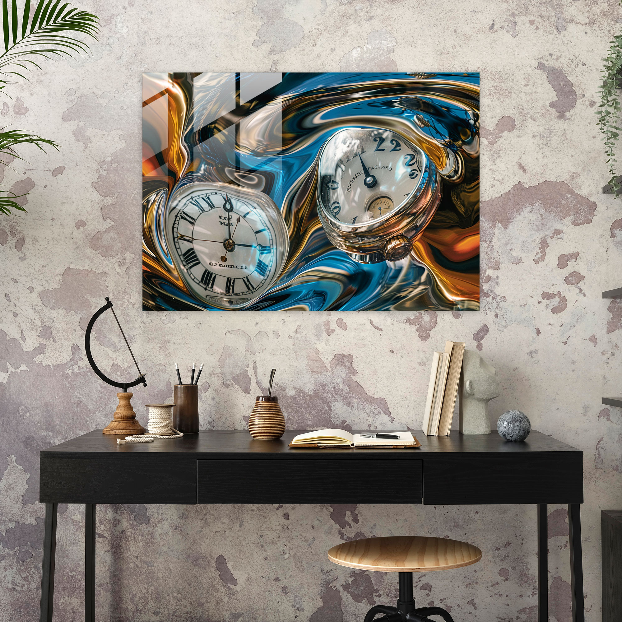 Salvador Dali Melting Clocks Glass Print - Salvador Dali, Home Decoration, Wall Decoration, Modern Art