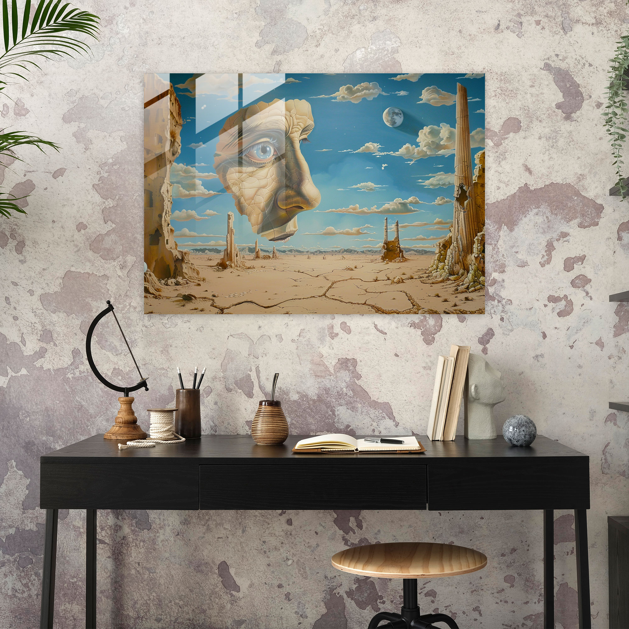 Surreal Desert Landscape Glass Wall Art - Salvador Dali, Glass Wall Art, Glass Art, Home Decoration