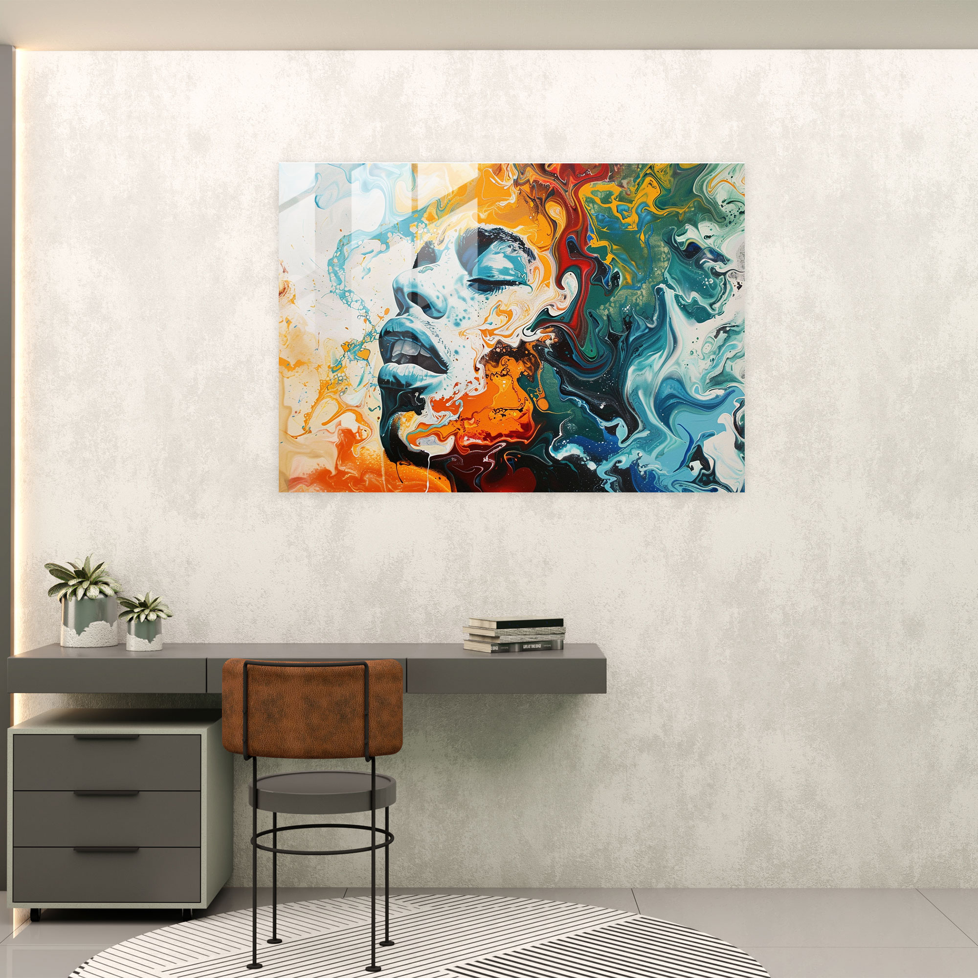 Abstract Portrait Glass Print - Salvador Dali, Salvador Dali, Glass Art, Glass Wall Art