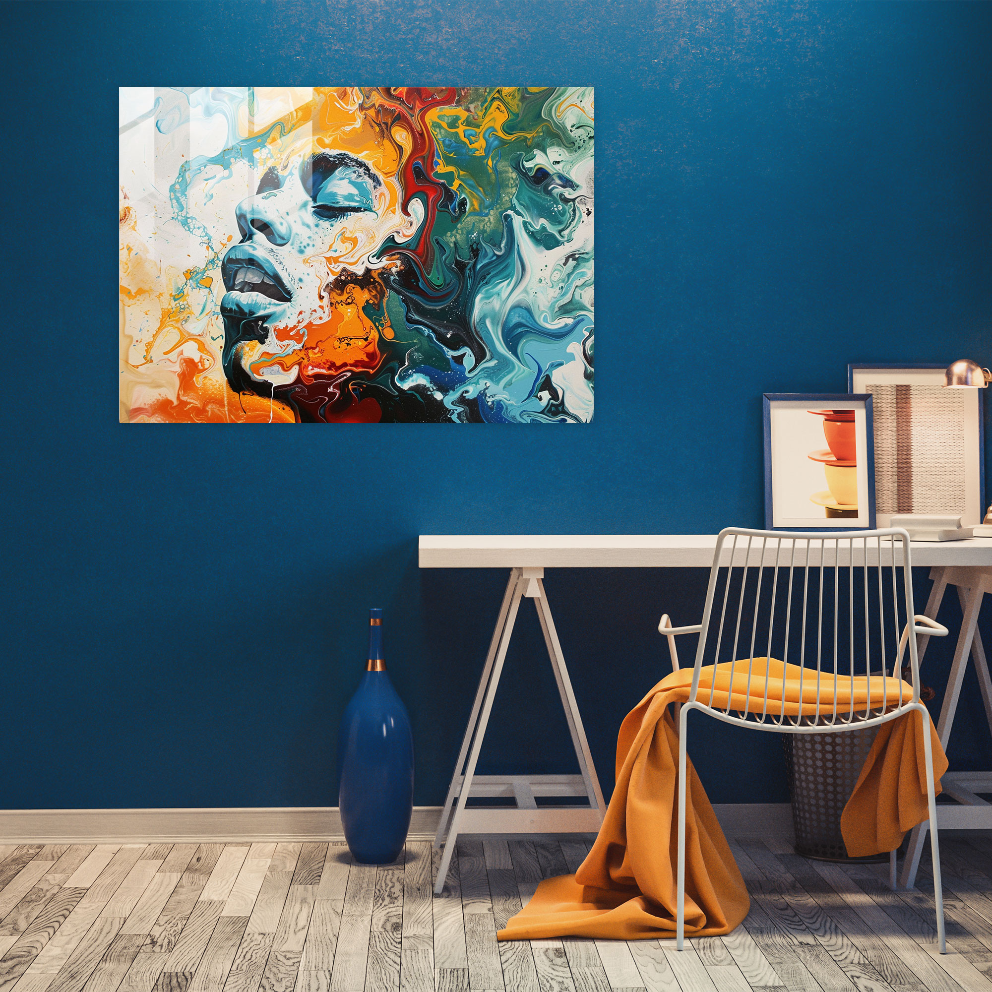 Abstract Portrait Glass Print - Salvador Dali, Salvador Dali, Glass Art, Glass Wall Art