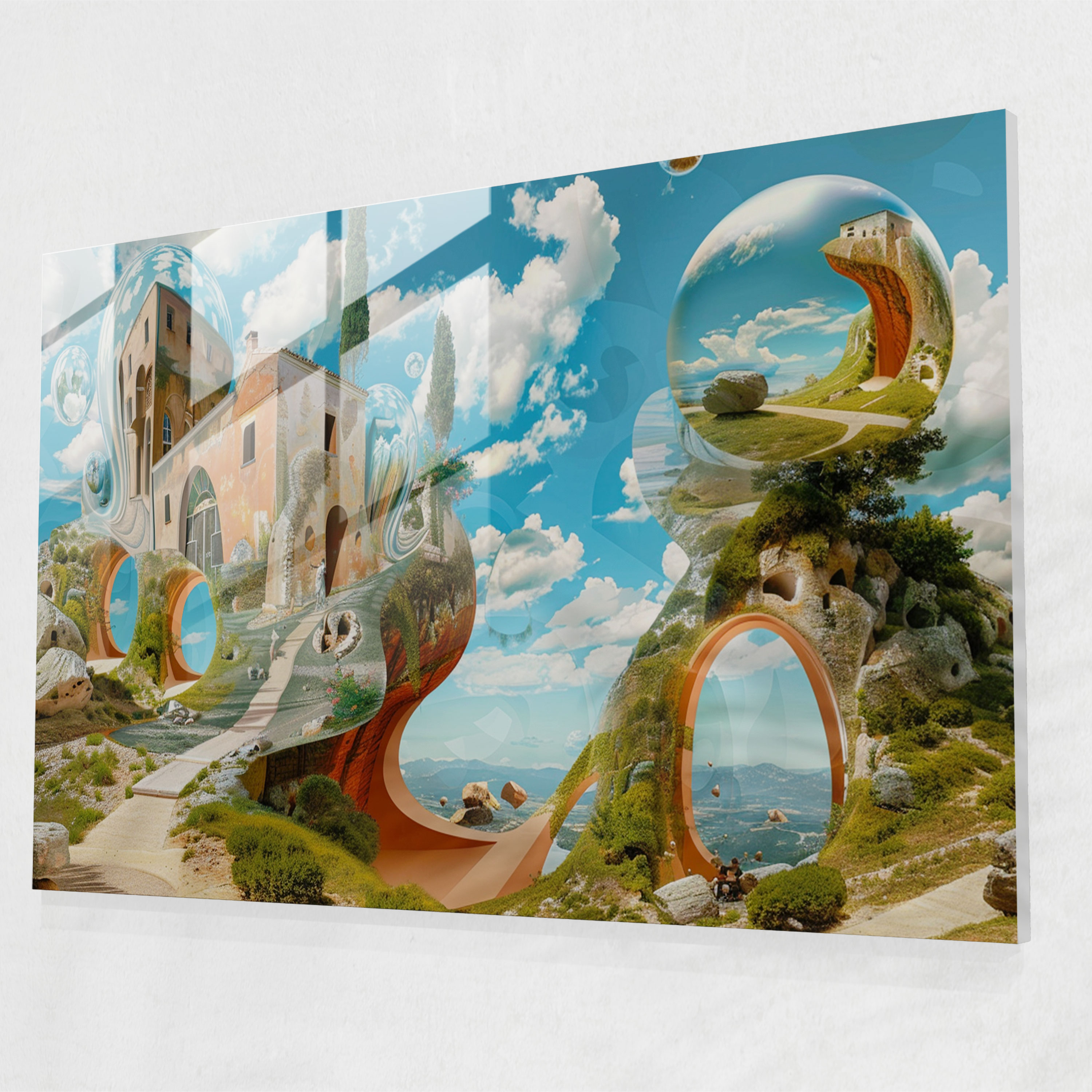 Salvador Dali Distorted Landscape Glass Art - Salvador Dali, Wall Decoration, Modern Art, Home Decoration
