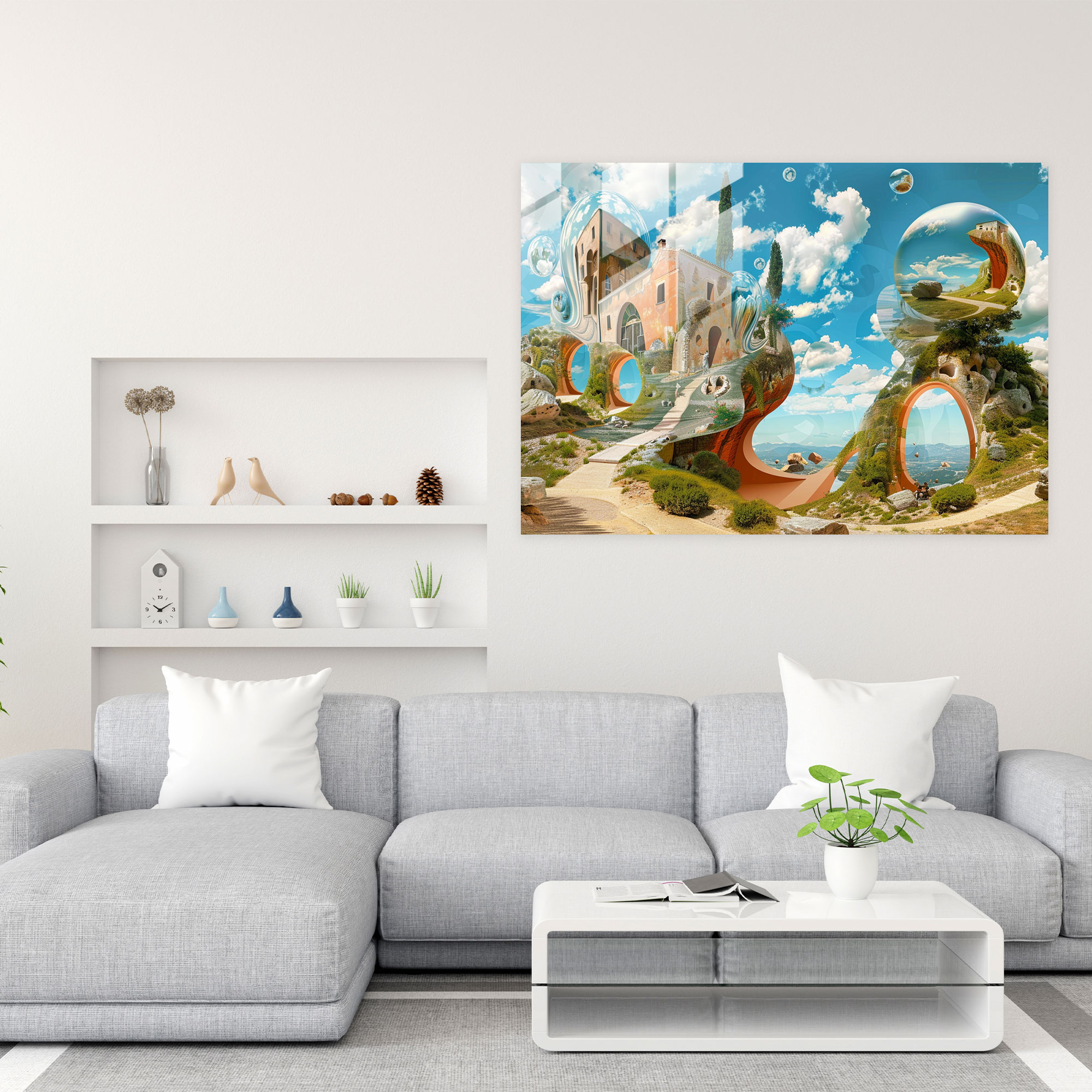 Salvador Dali Distorted Landscape Glass Art - Salvador Dali, Wall Decoration, Modern Art, Home Decoration