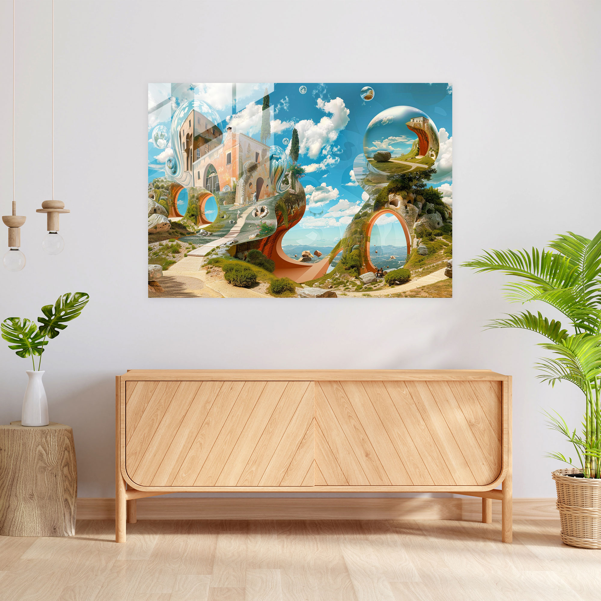 Salvador Dali Distorted Landscape Glass Art - Salvador Dali, Wall Decoration, Modern Art, Home Decoration