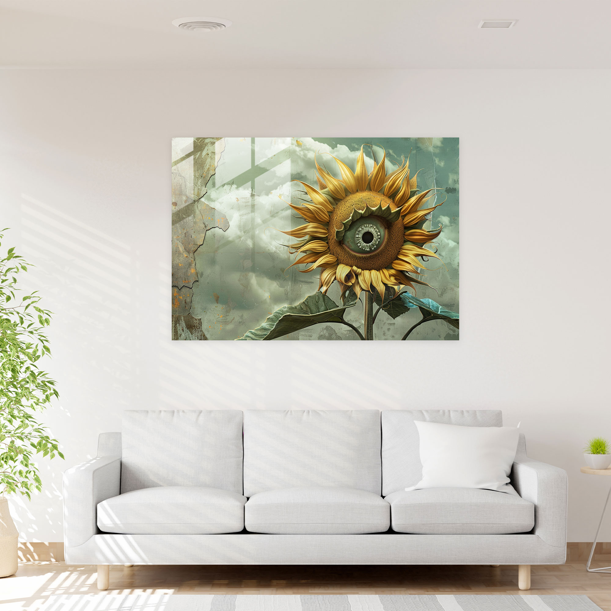 Salvador Dali Sunflower With Eyes Home Decoration - Salvador Dali, Home Decoration, Glass Print, Wall Decoration