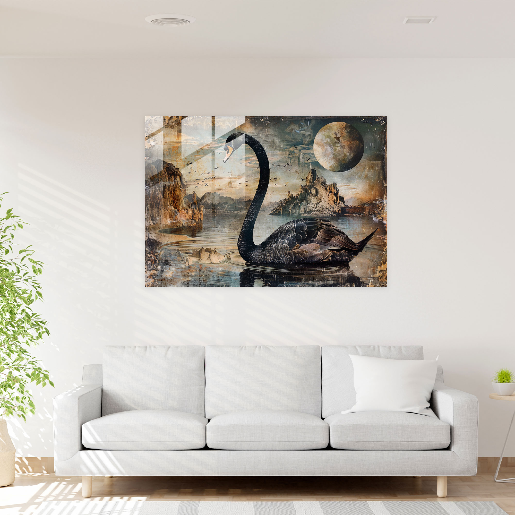 Salvador Dali Swan With Long Neck Glass Print - Salvador Dali, Glass Print, Modern Art, Salvador Dali