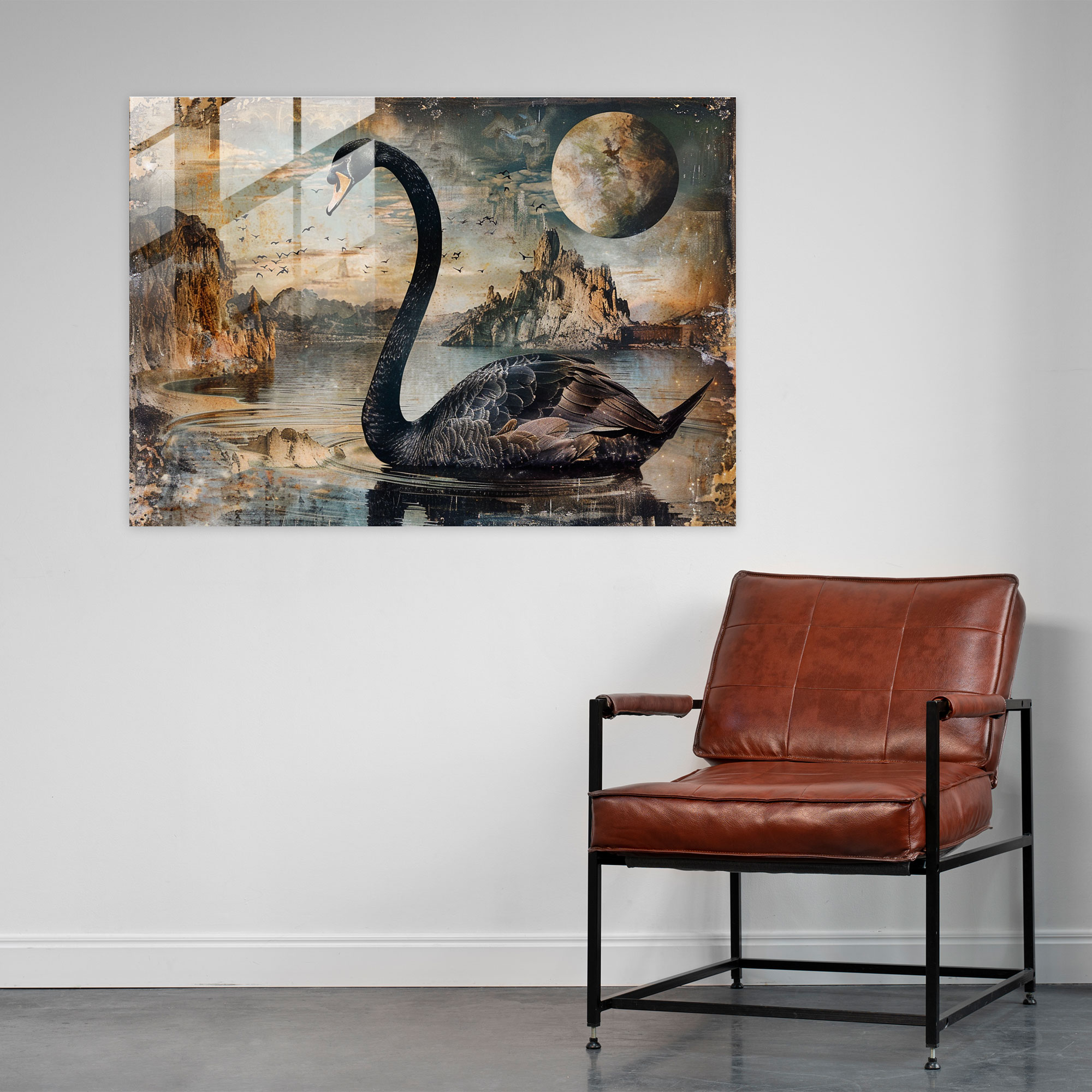 Salvador Dali Swan With Long Neck Glass Print - Salvador Dali, Glass Print, Modern Art, Salvador Dali