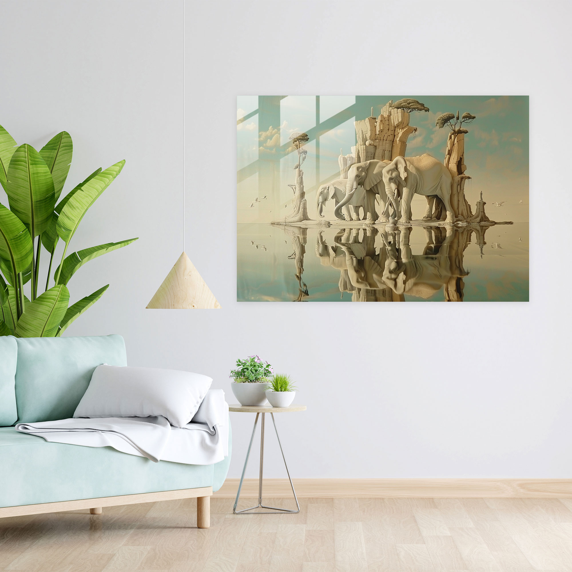 Swans Reflecting Elephants Home Decoration - Salvador Dali, Glass Wall Art, Home Decoration, Glass Print
