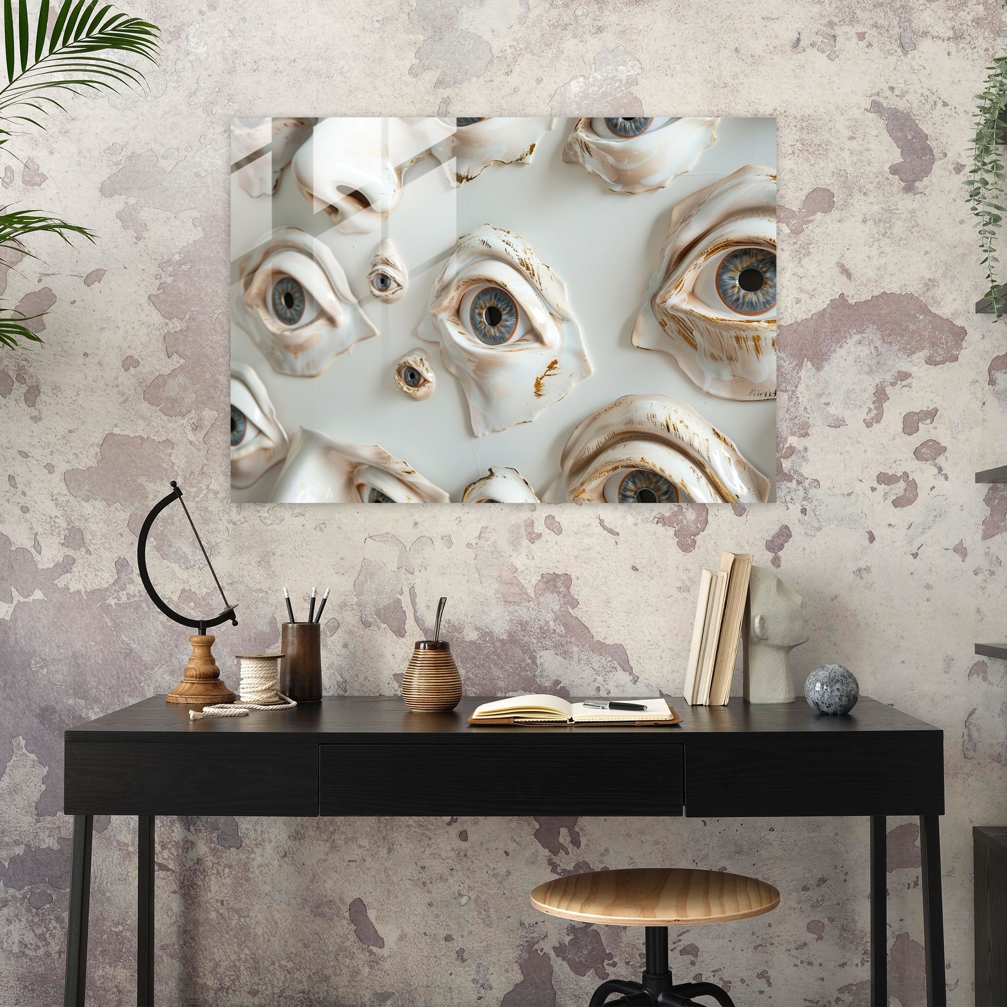 Salvador Dali Yüzen Gözler Duvar Dekorasyonu - Salvador Dali Cam Tablo Duvar Dekorasyonu Modern Sanat
