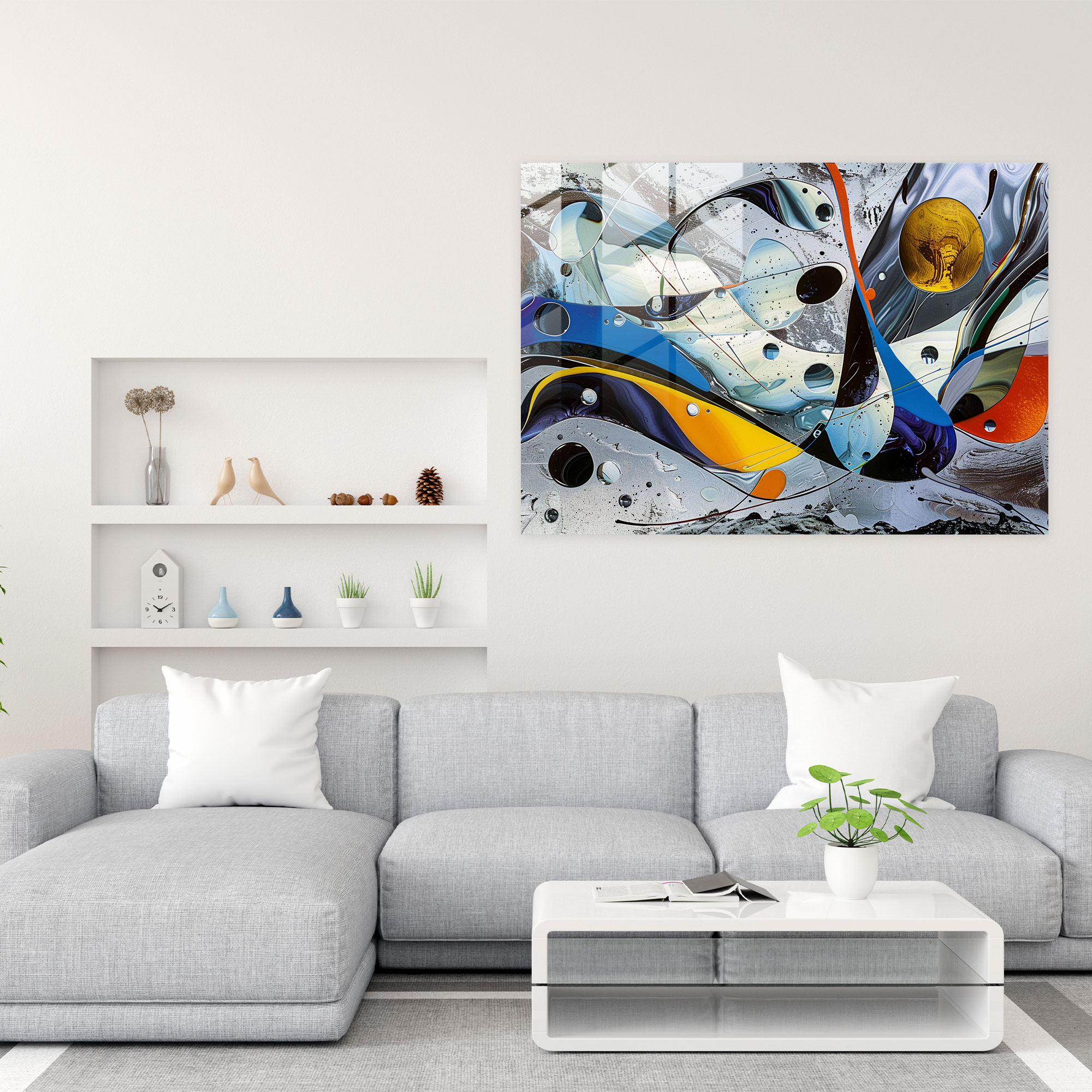 Salvador Dali Abstract Shapes Glass Print - Salvador Dali, Salvador Dali, Glass Print, Modern Art