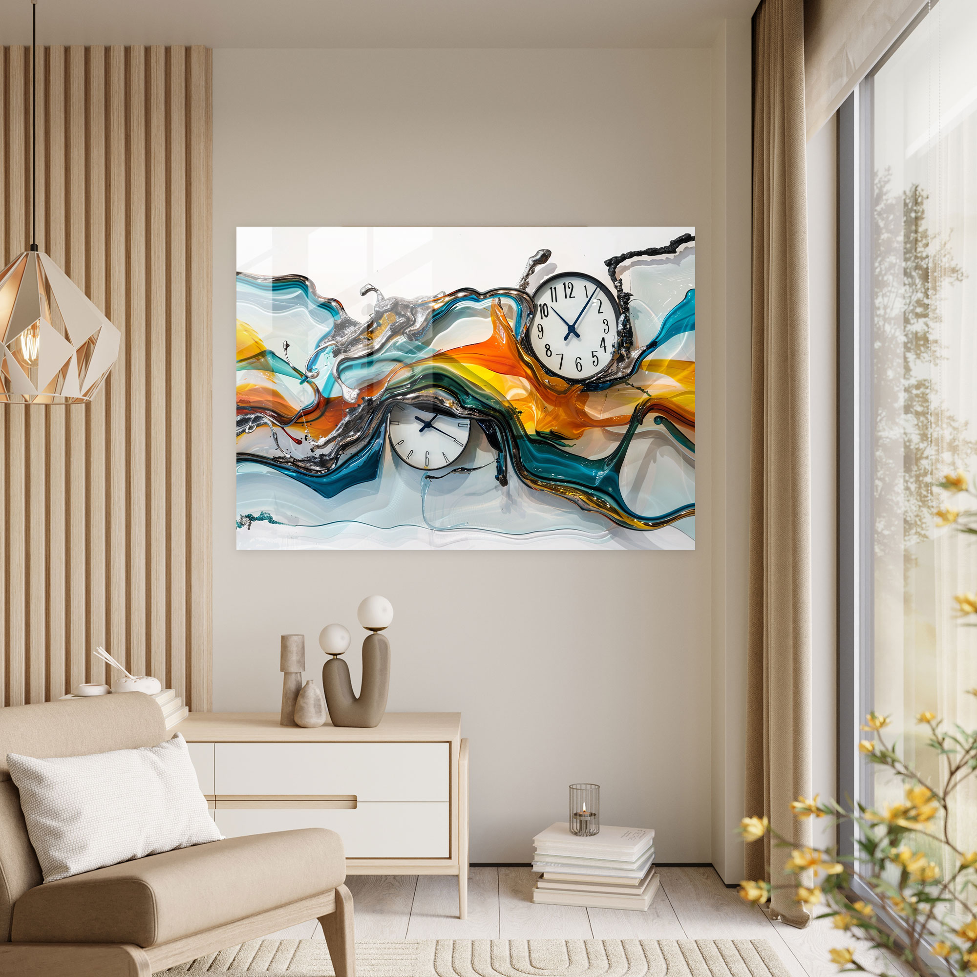 Salvador Dali Melting Clocks Glass Print - Salvador Dali, Glass Art, Salvador Dali, Glass Wall Art