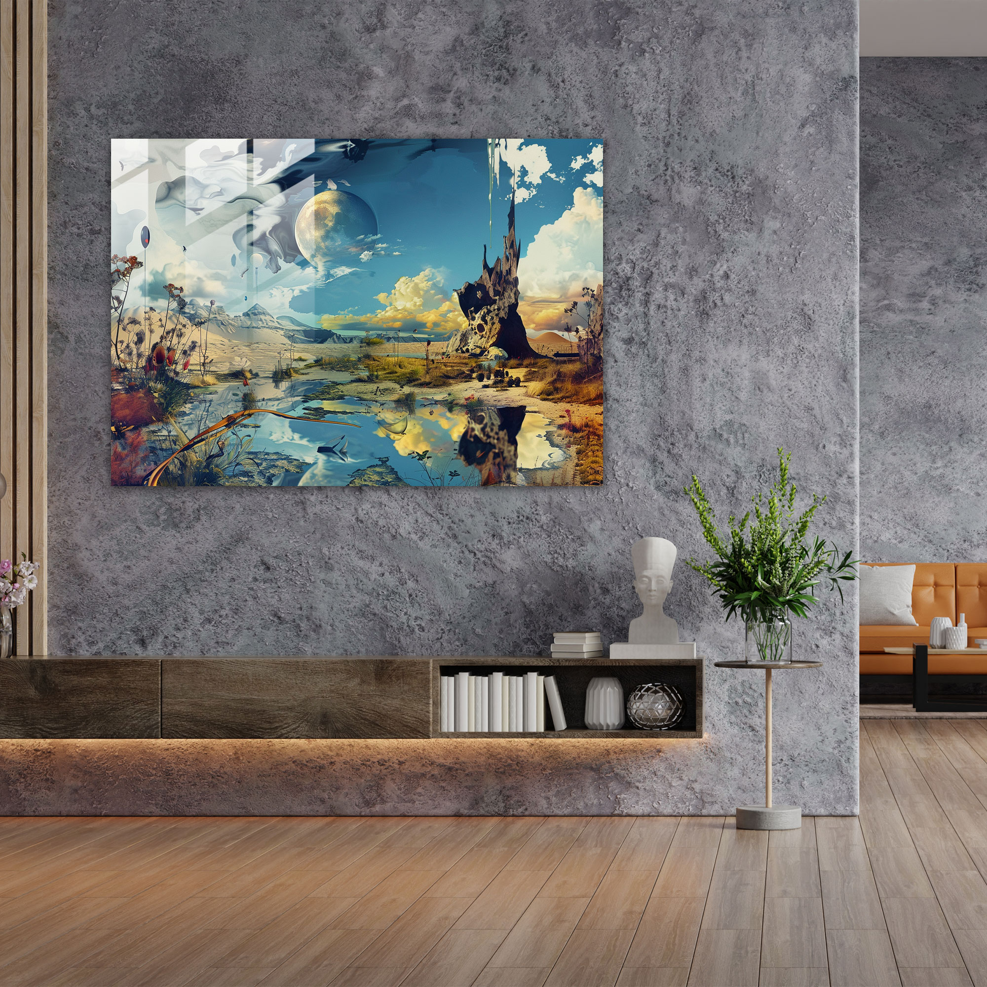 Sürreal Rüya Manzara Cam Tablo Sanatı - Salvador Dali Ev Dekorasyonu Duvar Dekorasyonu