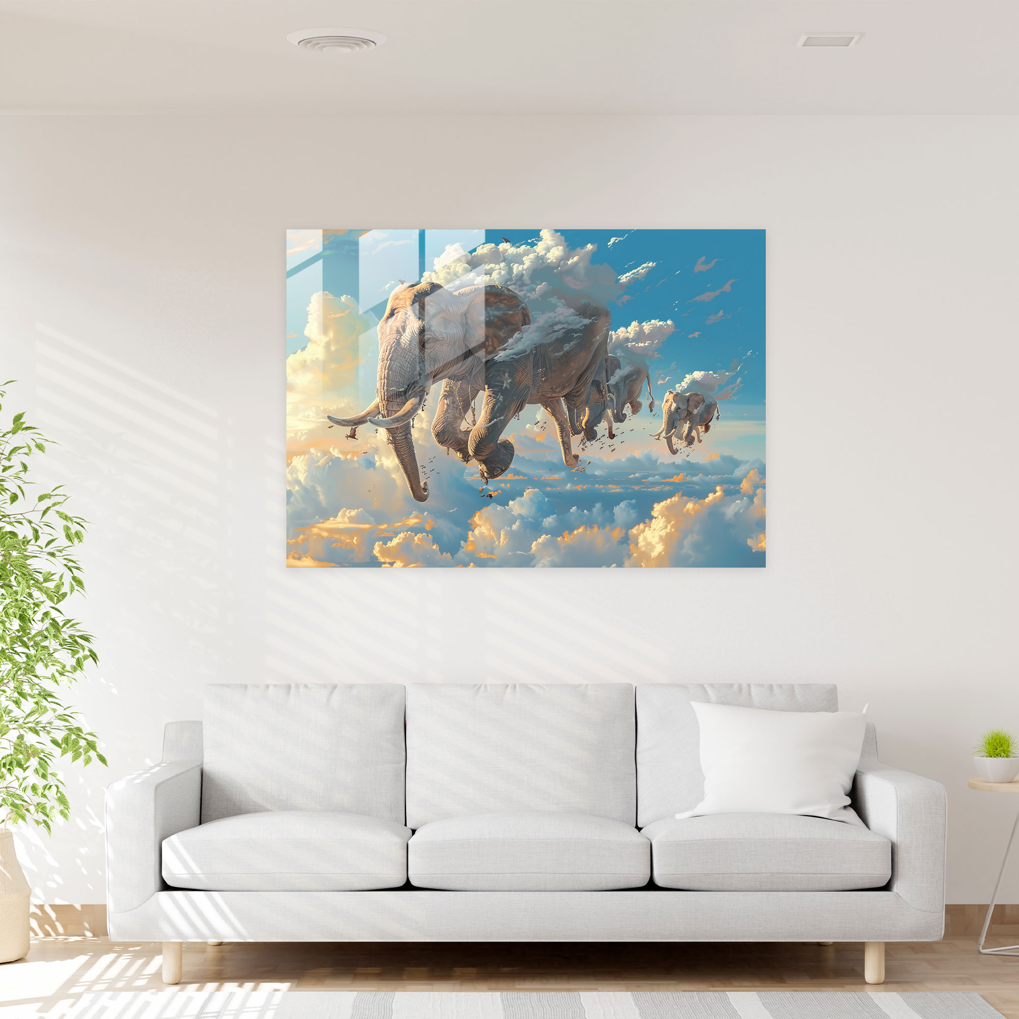 Floating Elephants Glass Wall Art - Salvador Dali, Glass Wall Art, Modern Art, Home Decoration