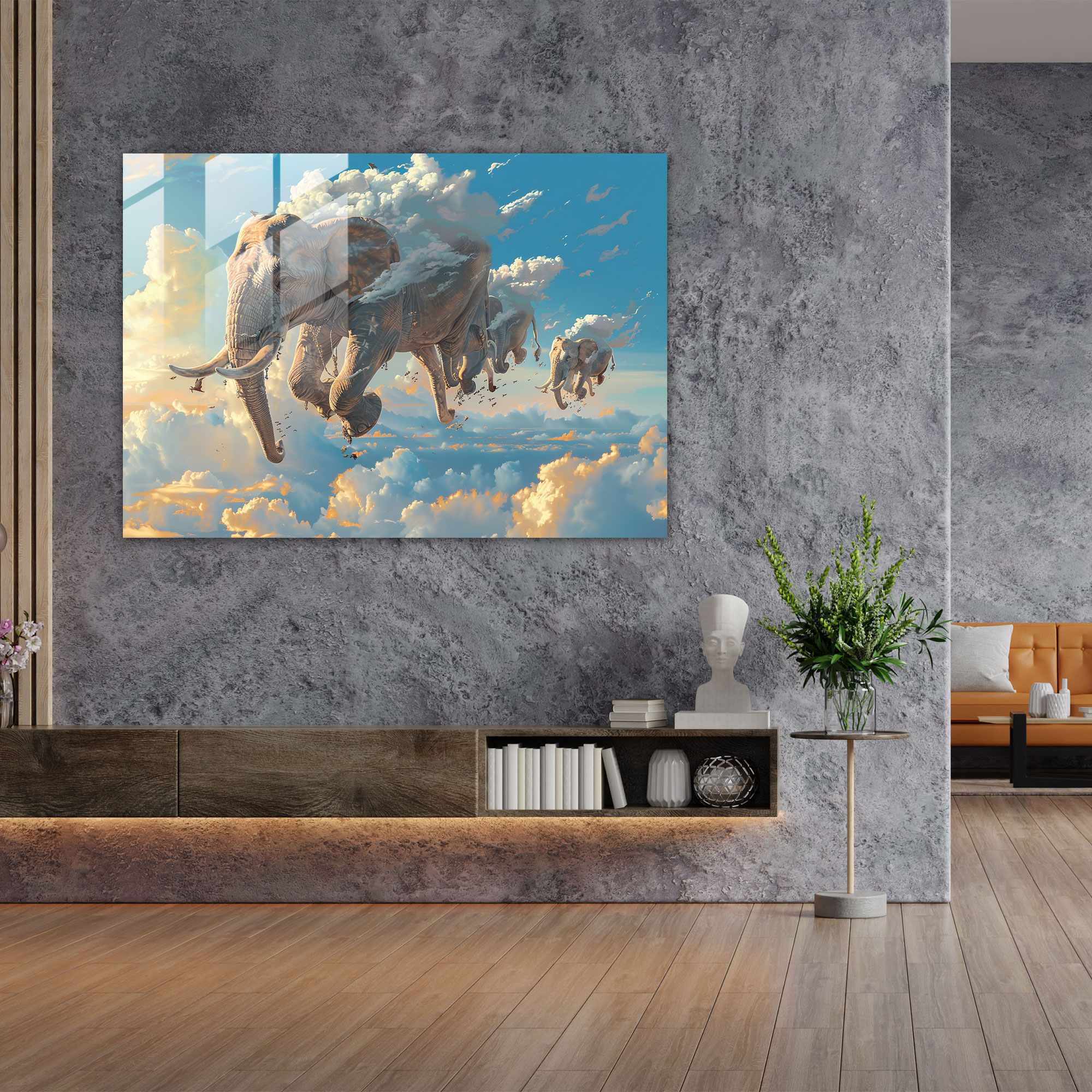 Floating Elephants Glass Wall Art - Salvador Dali, Glass Wall Art, Modern Art, Home Decoration