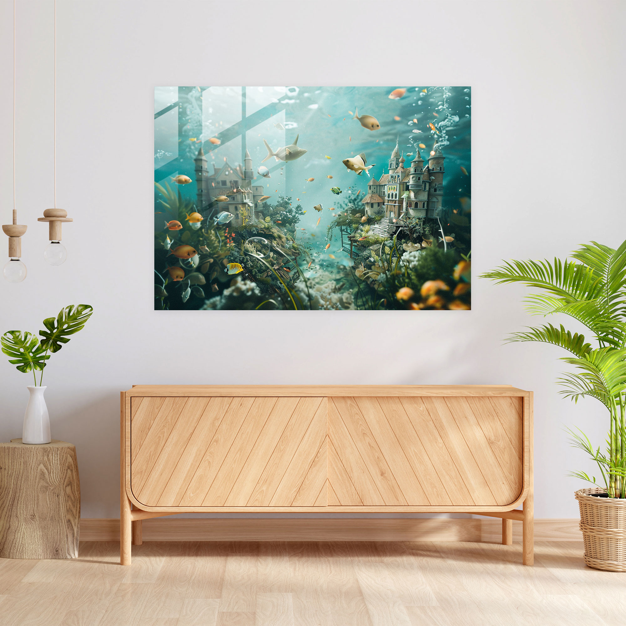 Underwater Surreal World Glass Print - Salvador Dali, Modern Art, Home Decoration, Salvador Dali