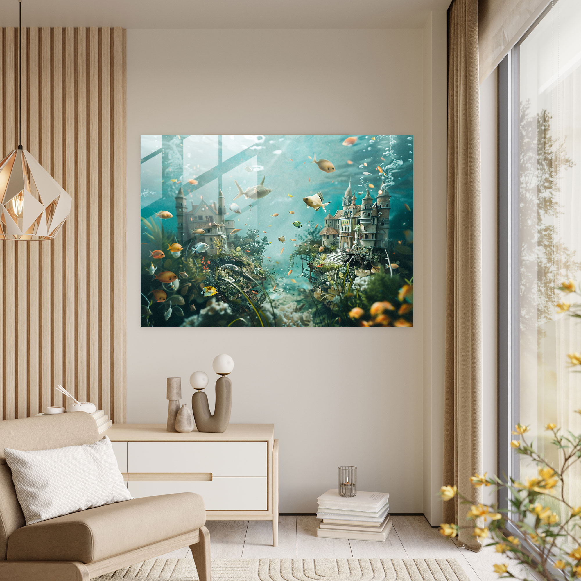 Underwater Surreal World Glass Print - Salvador Dali, Modern Art, Home Decoration, Salvador Dali