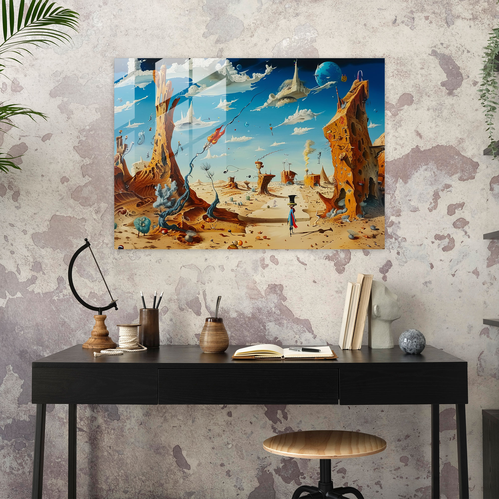 Eccentric Figures Glass Art - Salvador Dali, Wall Decoration, Glass Art, Modern Art