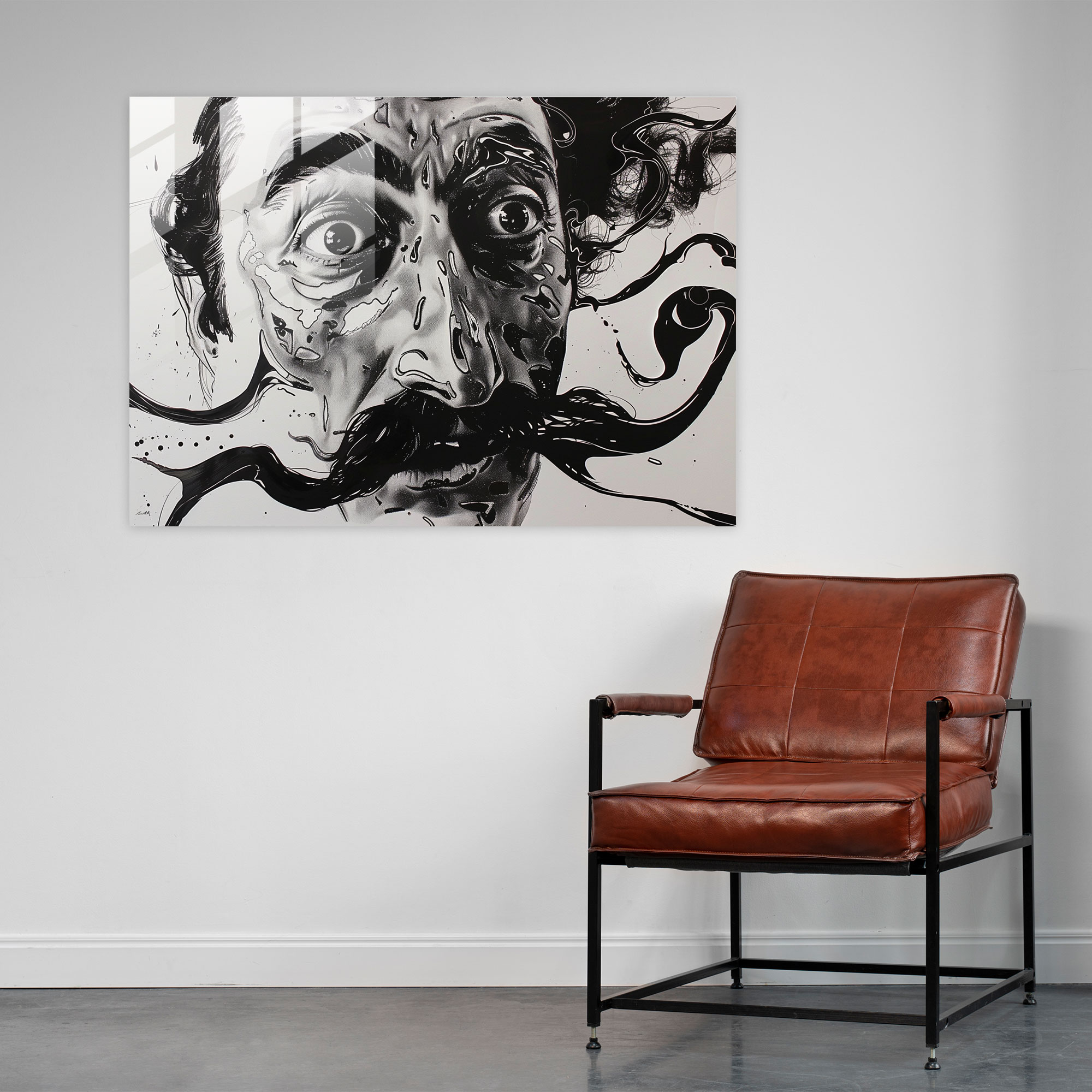 Salvador Dali Mustache Man Modern Art Glass Print - Salvador Dali, Glass Print, Salvador Dali, Surrealism