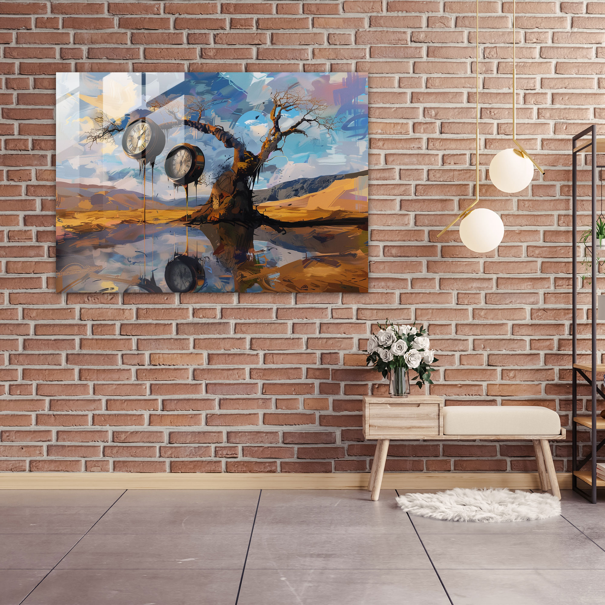 Salvador Dali Glass Print - Melting Clocks - Salvador Dali, Modern Art, Home Decoration, Wall Decoration