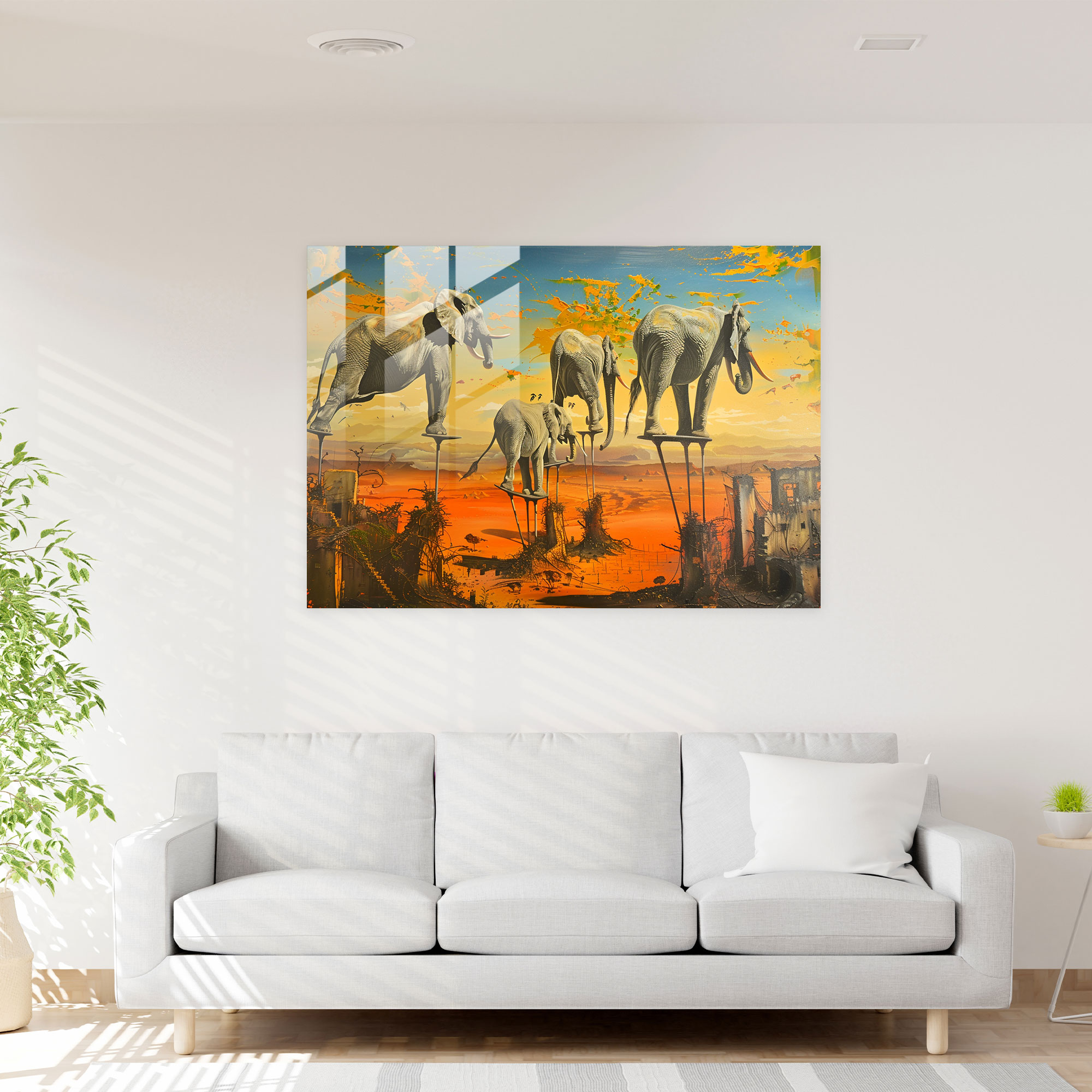 Salvador Dali Glass Wall Art - Elephants On Stilts - Salvador Dali, Modern Art, Salvador Dali, Wall Decoration