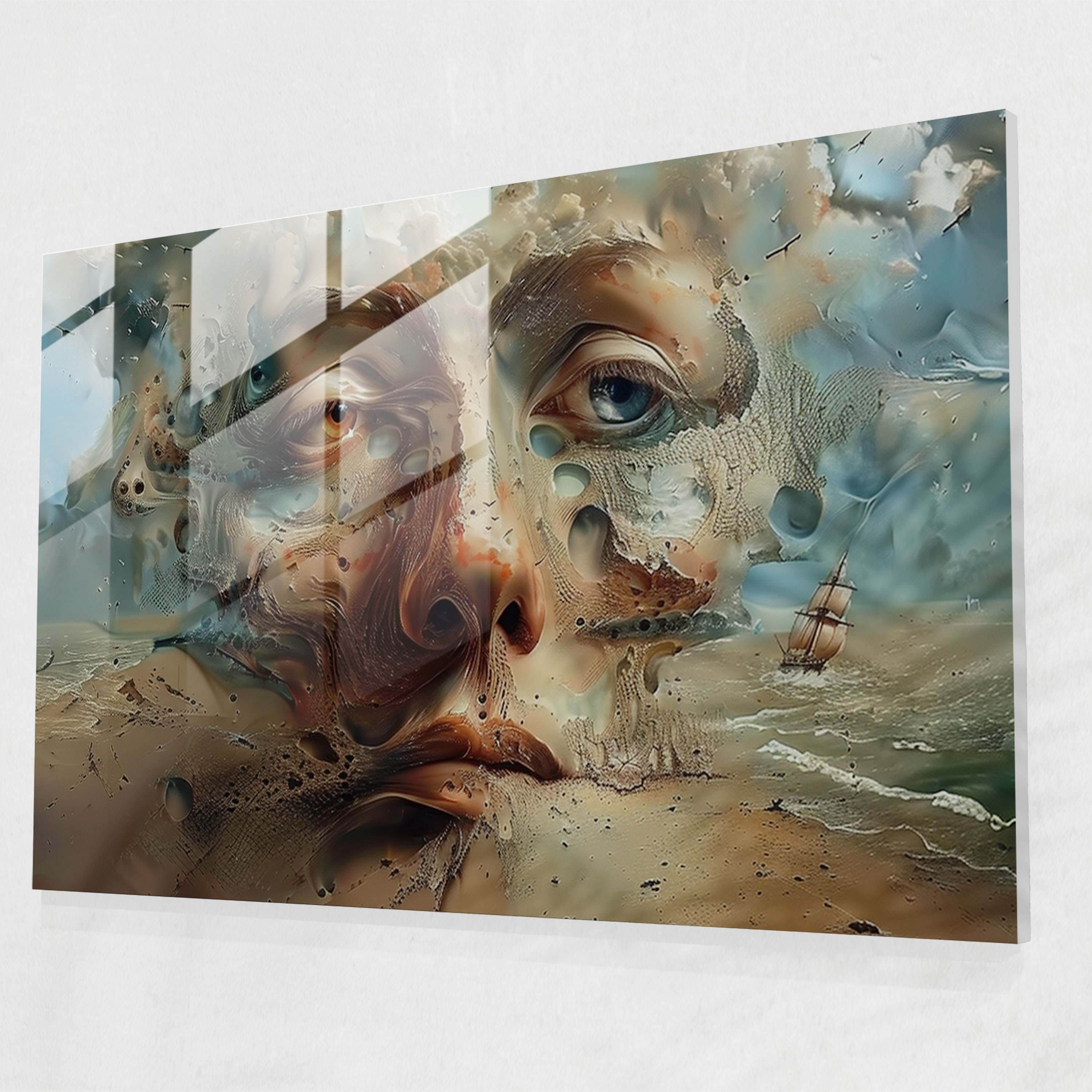 Salvador Dali Wall Decoration - Distorted Faces - Salvador Dali, Glass Print, Modern Art, Glass Wall Art