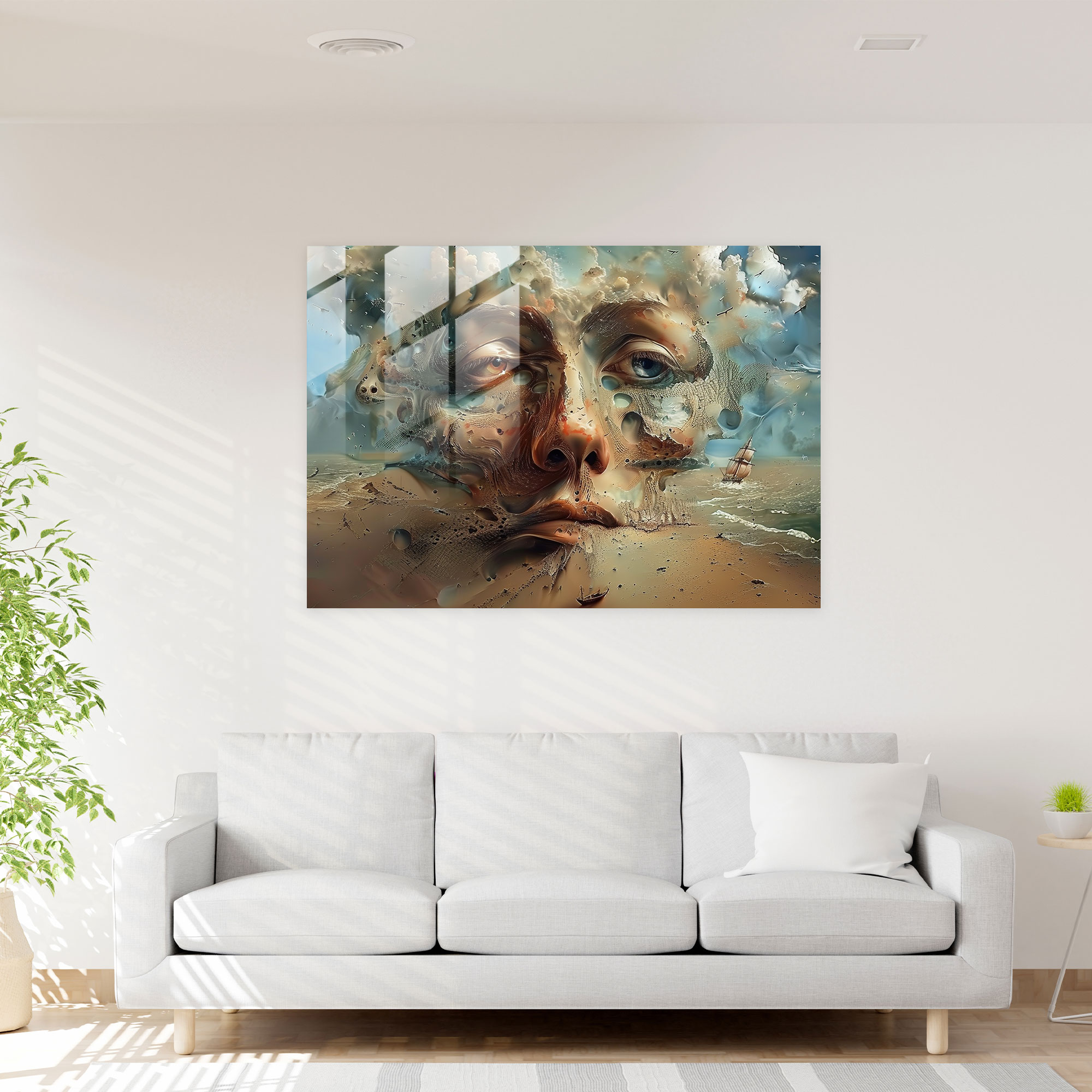 Salvador Dali Wall Decoration - Distorted Faces - Salvador Dali, Glass Print, Modern Art, Glass Wall Art