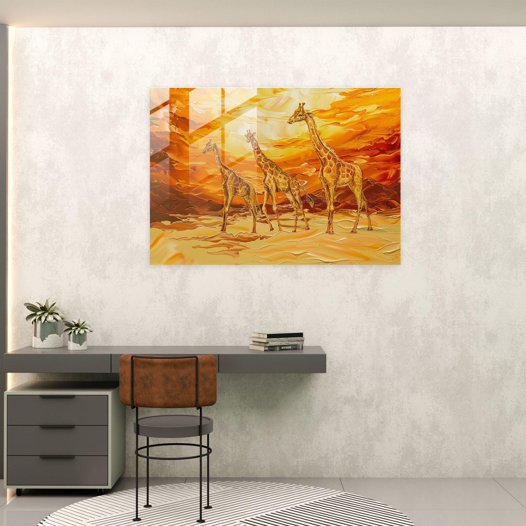 Salvador Dali Modern Art - Flaming Giraffes - Salvador Dali, Glass Wall Art, Home Decoration, Glass Print