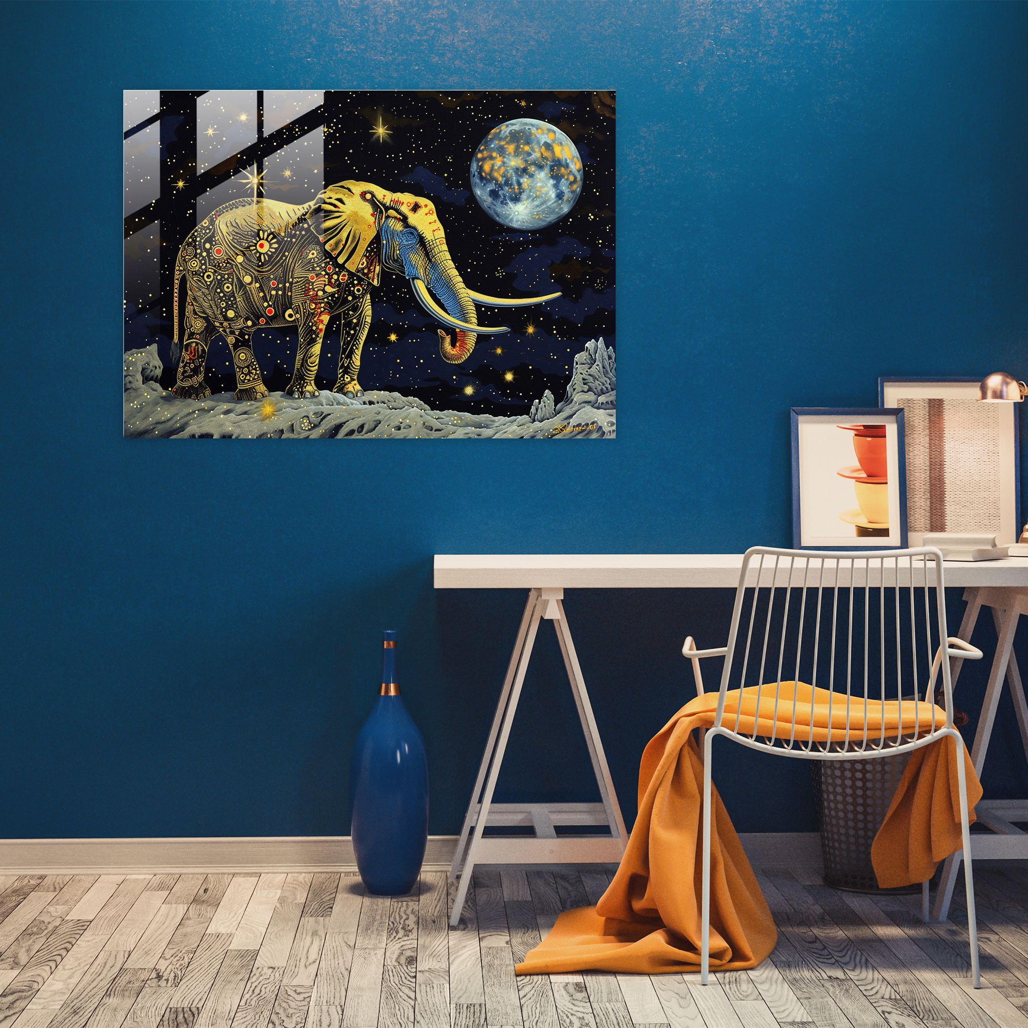 Salvador Dali Glass Print - Celestial Elephants - Salvador Dali, Modern Art, Glass Wall Art, Home Decoration