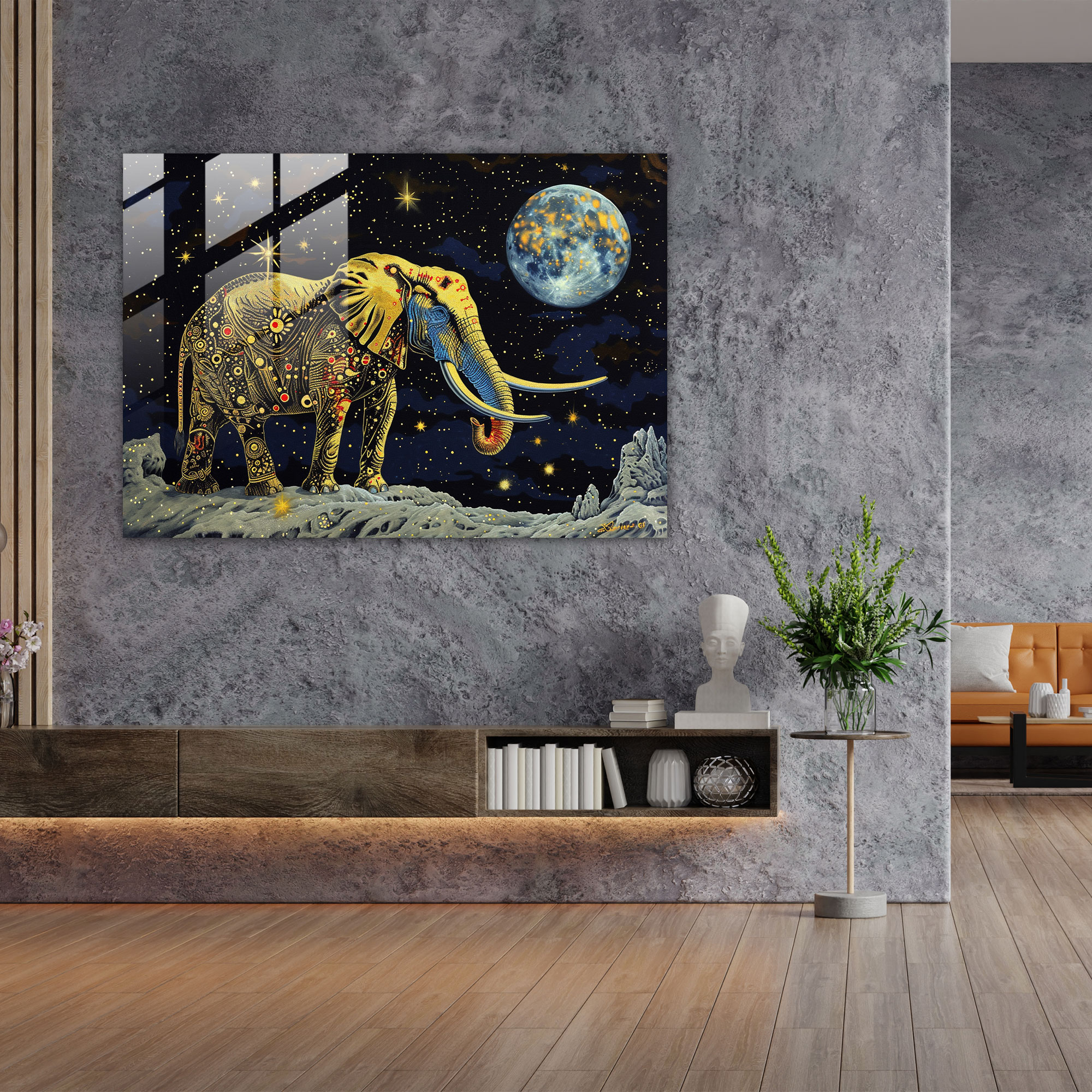 Salvador Dali Glass Print - Celestial Elephants - Salvador Dali, Modern Art, Glass Wall Art, Home Decoration
