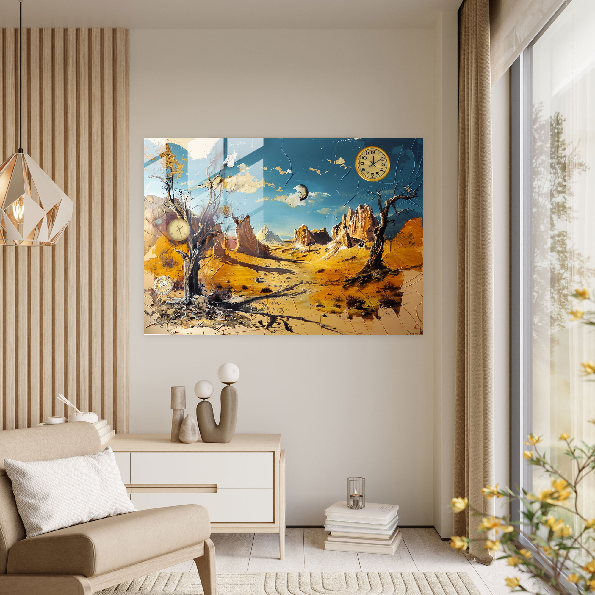 Dali'nin Hayalperest Cam Duvar Sanatı - Salvador Dali Duvar Dekorasyonu Surealizm Modern Sanat
