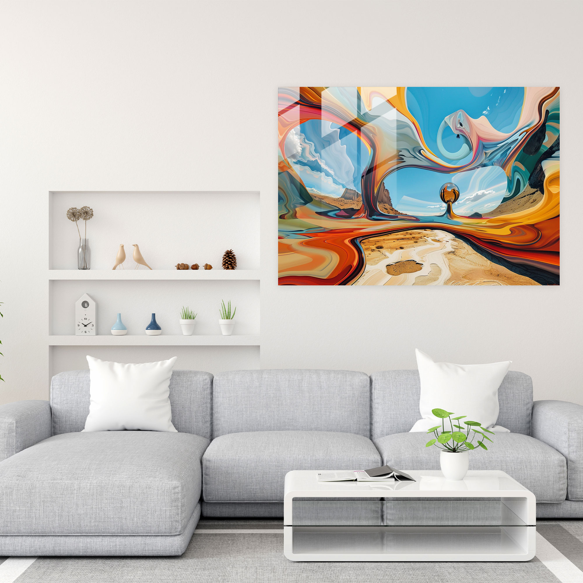 Soyut Salvador Dali Cam Tablo - Salvador Dali Duvar Dekorasyonu Modern Sanat