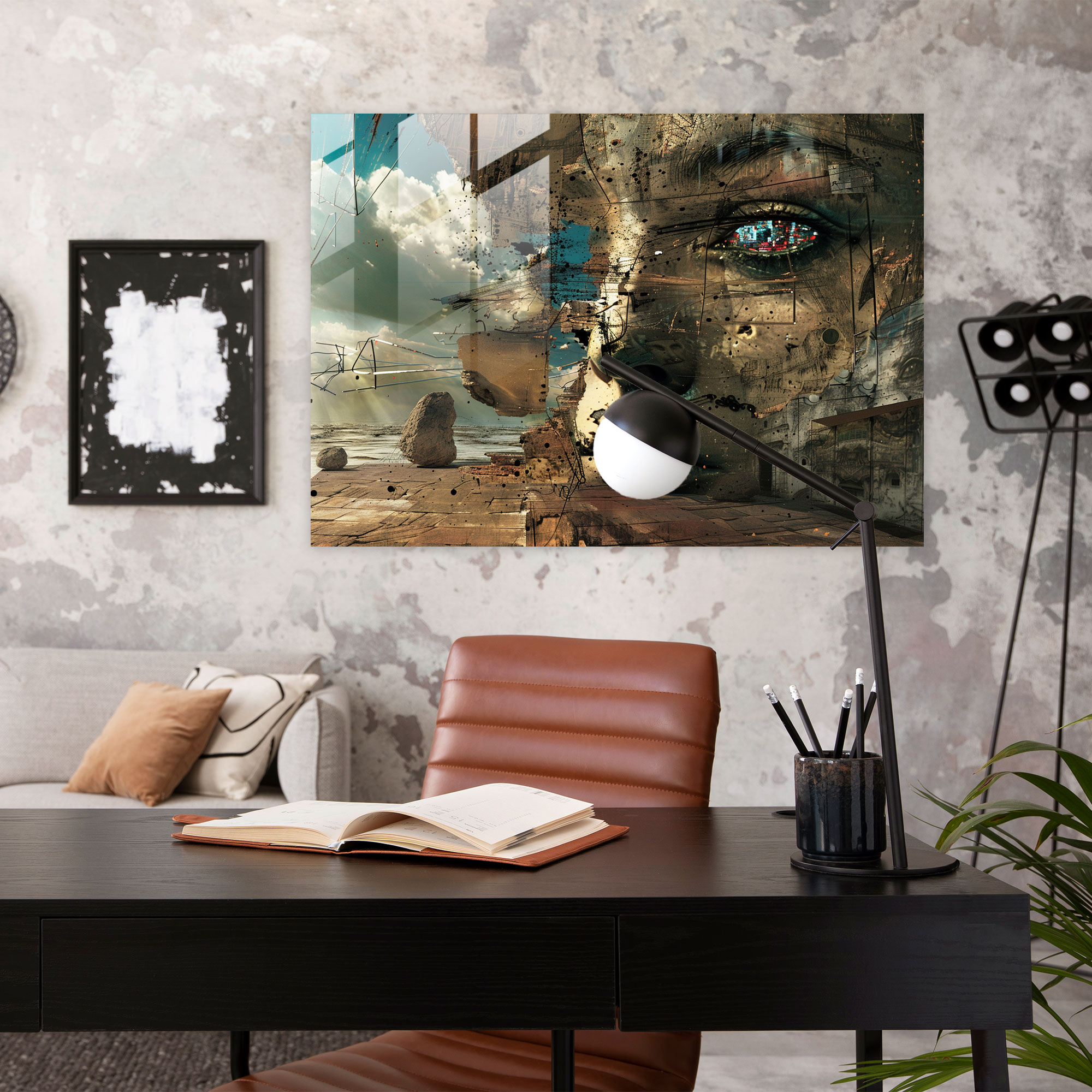 Gizemli Salvador Dali Cam Tablo - Salvador Dali Cam Duvar Sanatı Duvar Dekorasyonu