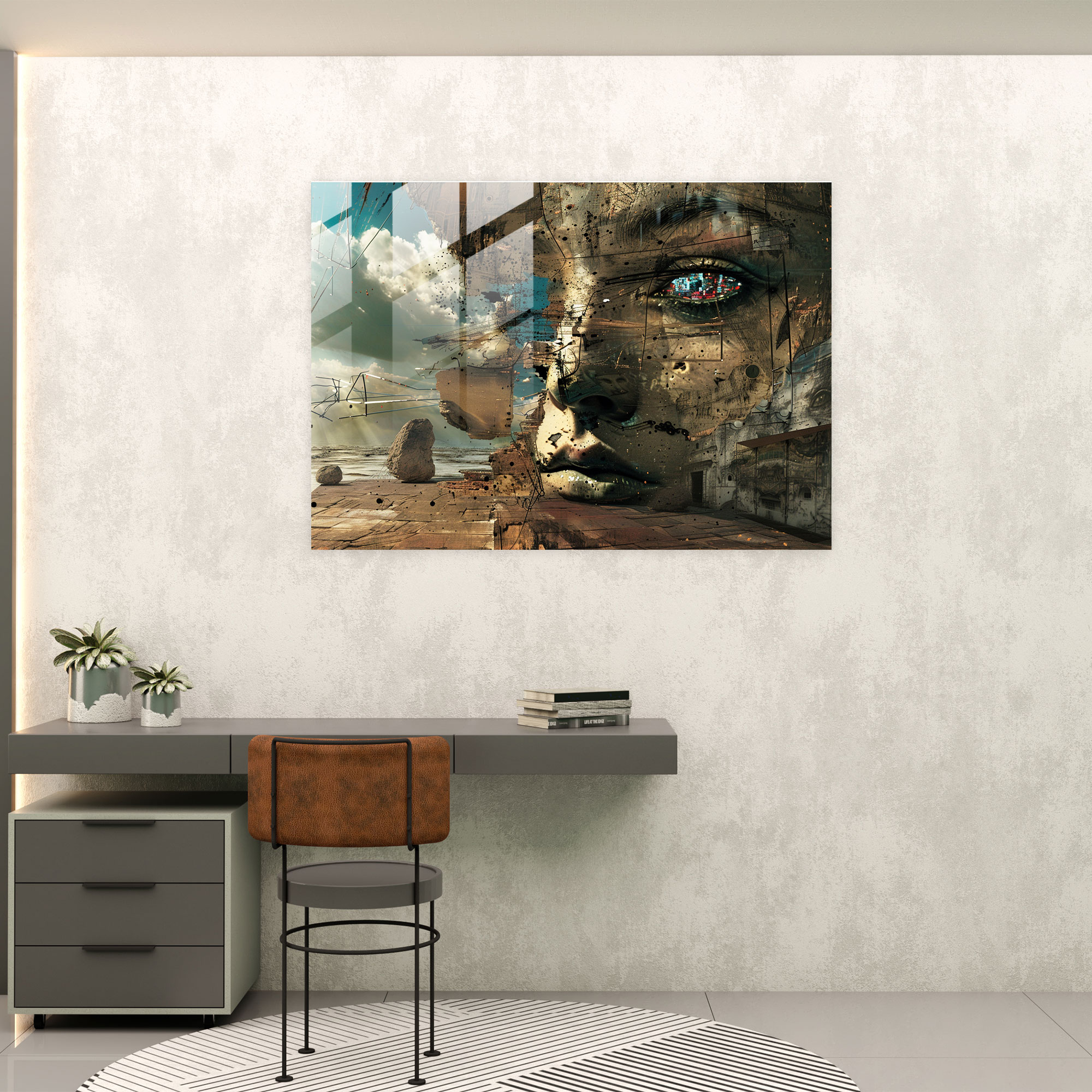 Gizemli Salvador Dali Cam Tablo - Salvador Dali Cam Duvar Sanatı Duvar Dekorasyonu