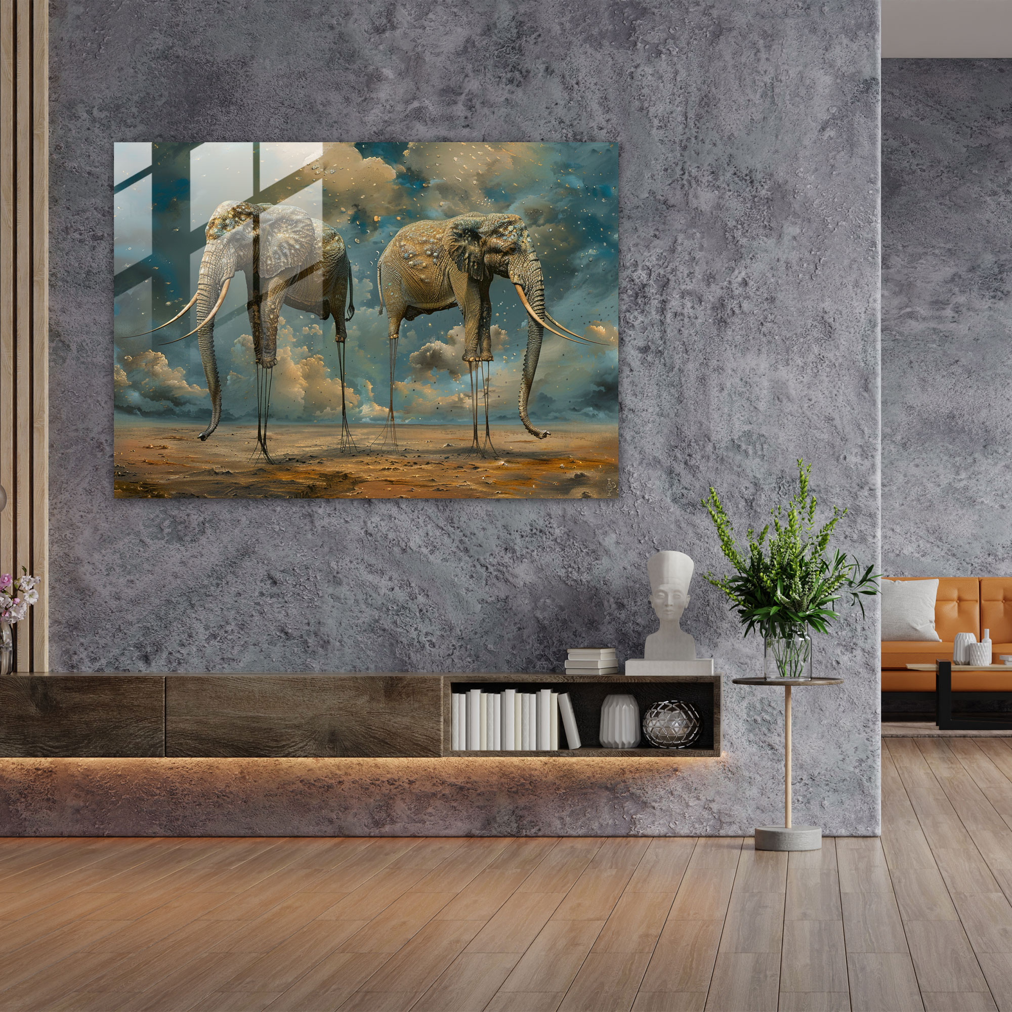 Rüya Gibi Fil Cam Tablo Sanatı - Salvador Dali Cam Tablo Rüya Gibi Duvar Dekorasyonu