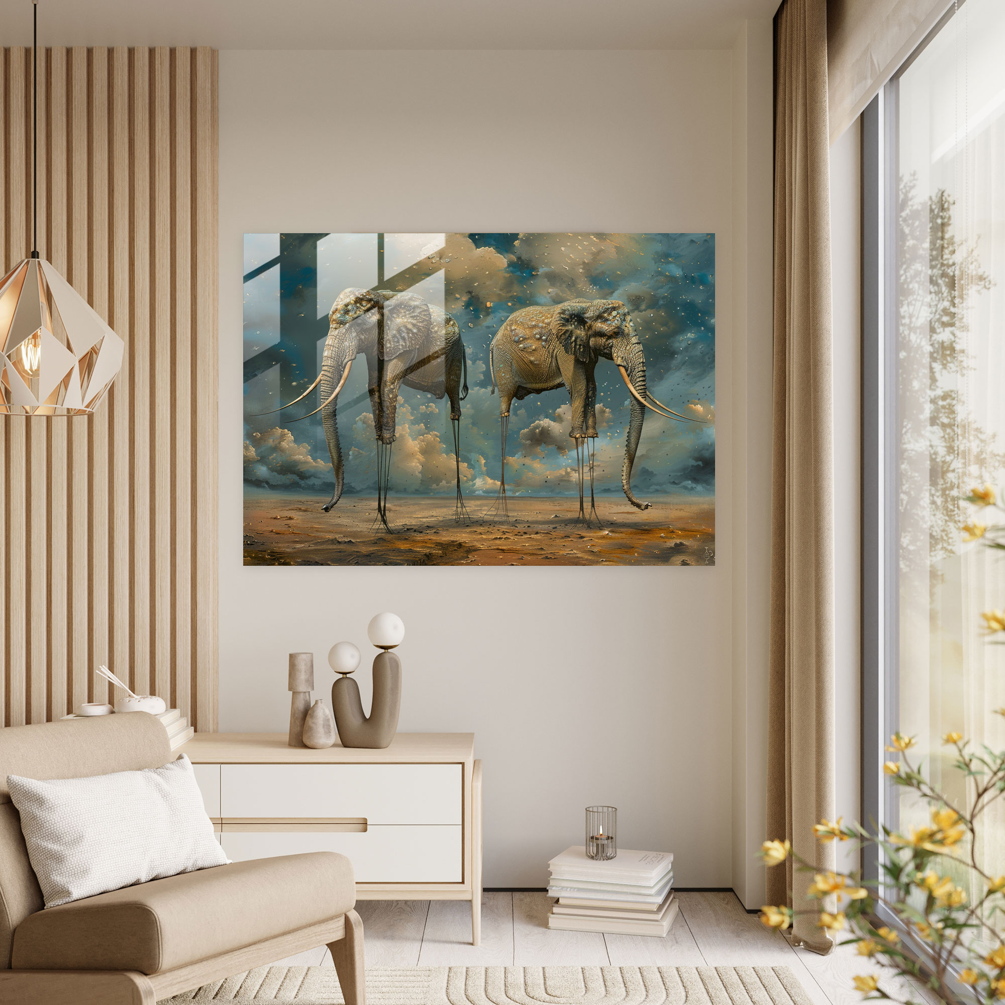 Rüya Gibi Fil Cam Tablo Sanatı - Salvador Dali Cam Tablo Rüya Gibi Duvar Dekorasyonu