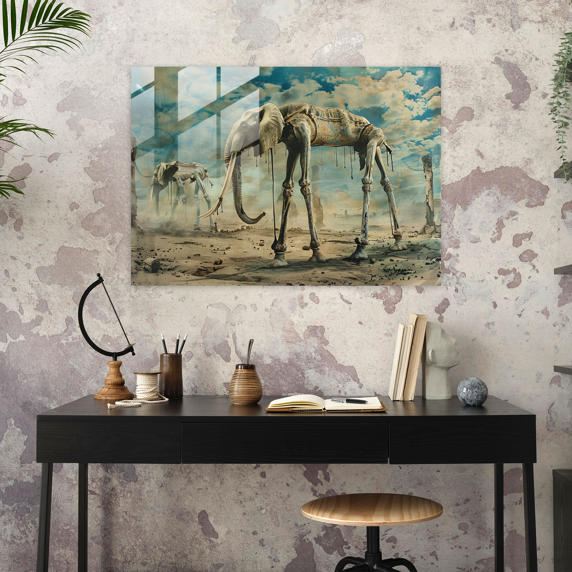 Rüya Gibi Fil Cam Tablosu - Salvador Dali Cam Tablo Modern Sanat