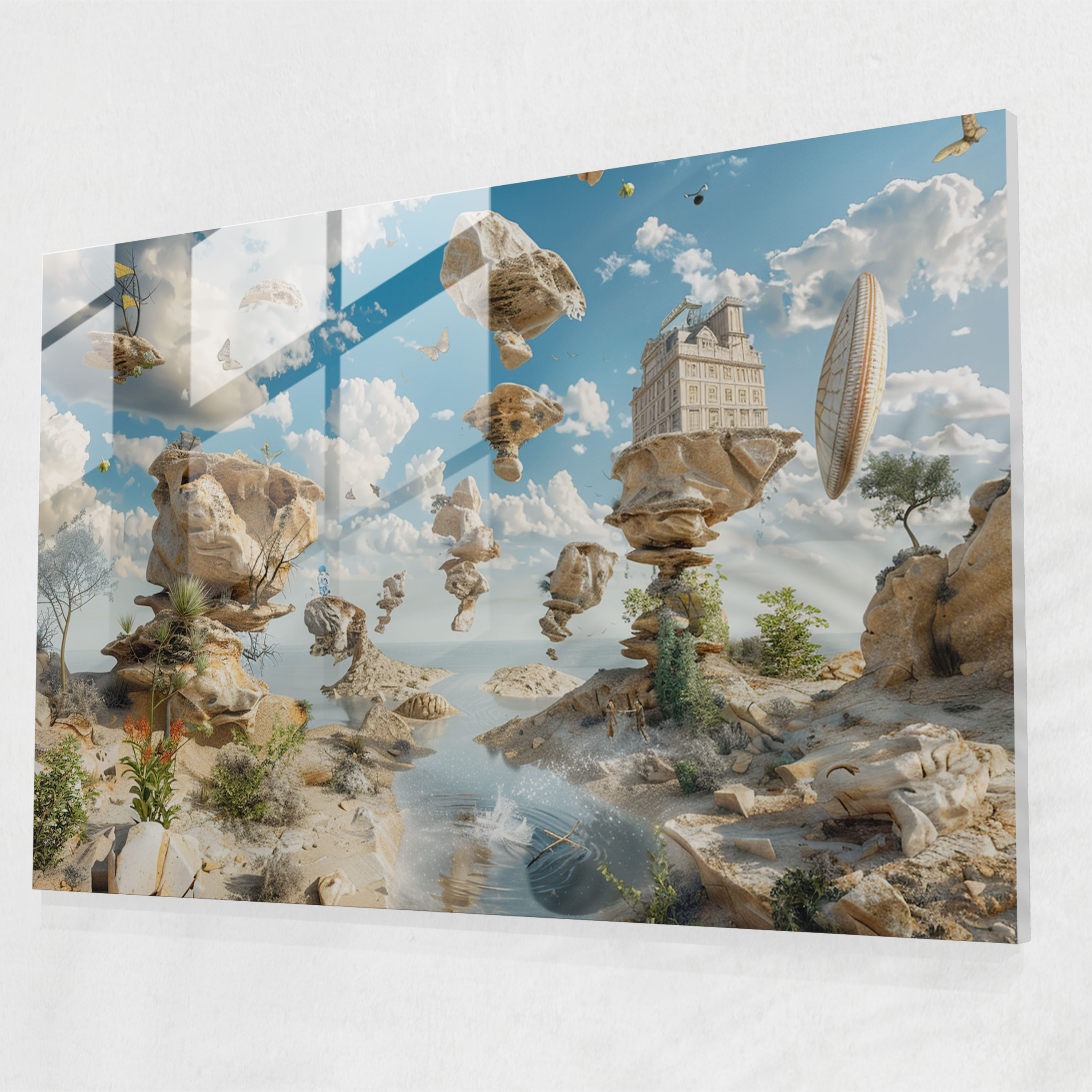 Sürreal Manzara Cam Tablo Sanatı - Salvador Dali Modern Sanat Cam Tablo