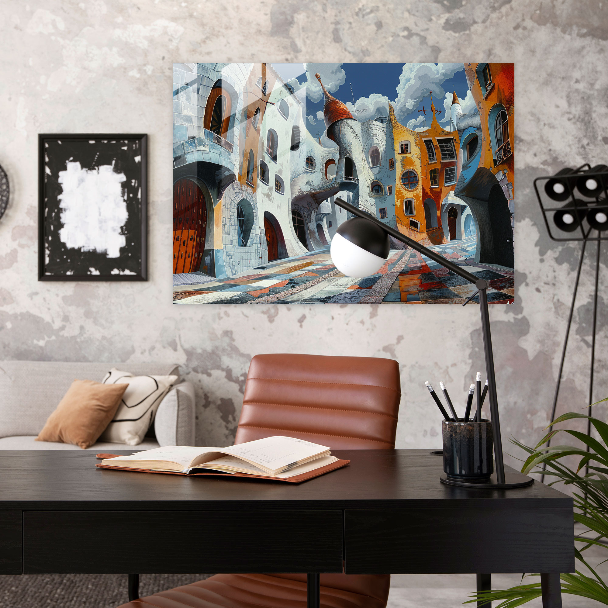 Surreal Cityscape Glass Wall Art - Salvador Dali, Salvador Dali, Glass Wall Art, Wall Decoration