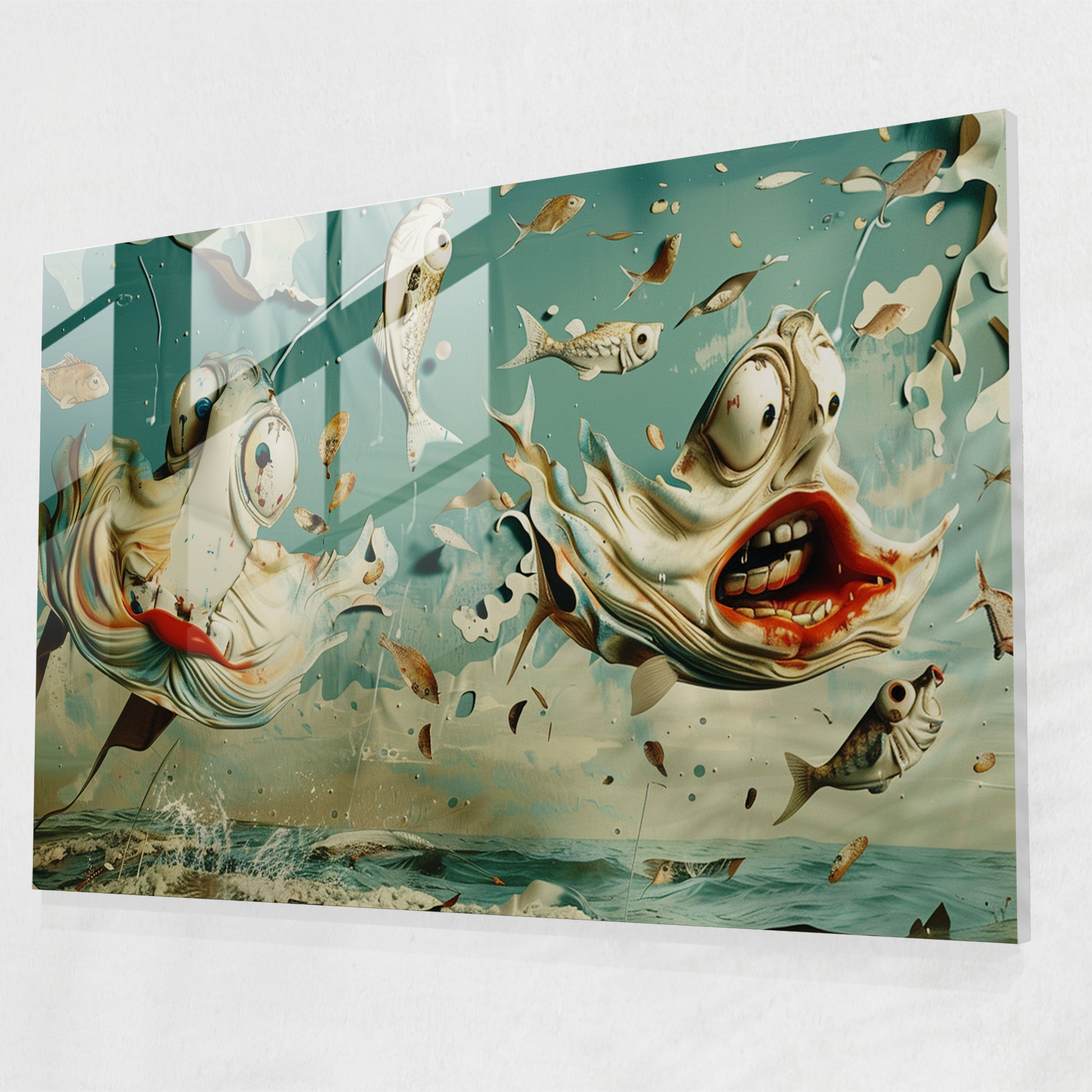 Dali Flying Fish Glass Print - Salvador Dali, Home Decoration, Modern Art, Salvador Dali