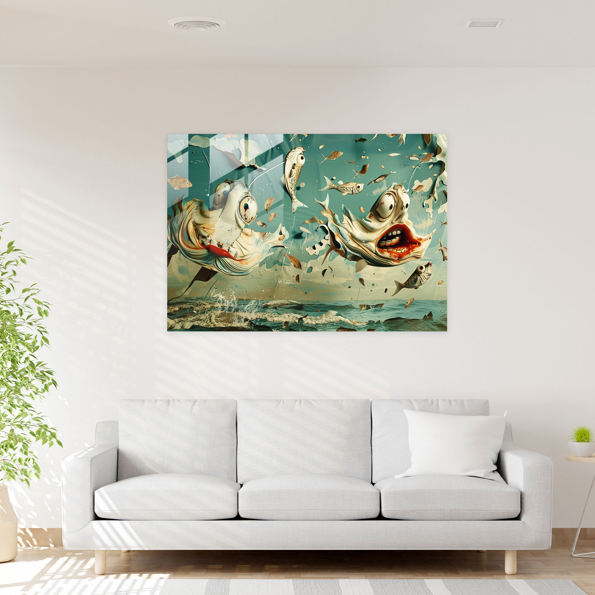 Dali Flying Fish Glass Print - Salvador Dali, Home Decoration, Modern Art, Salvador Dali