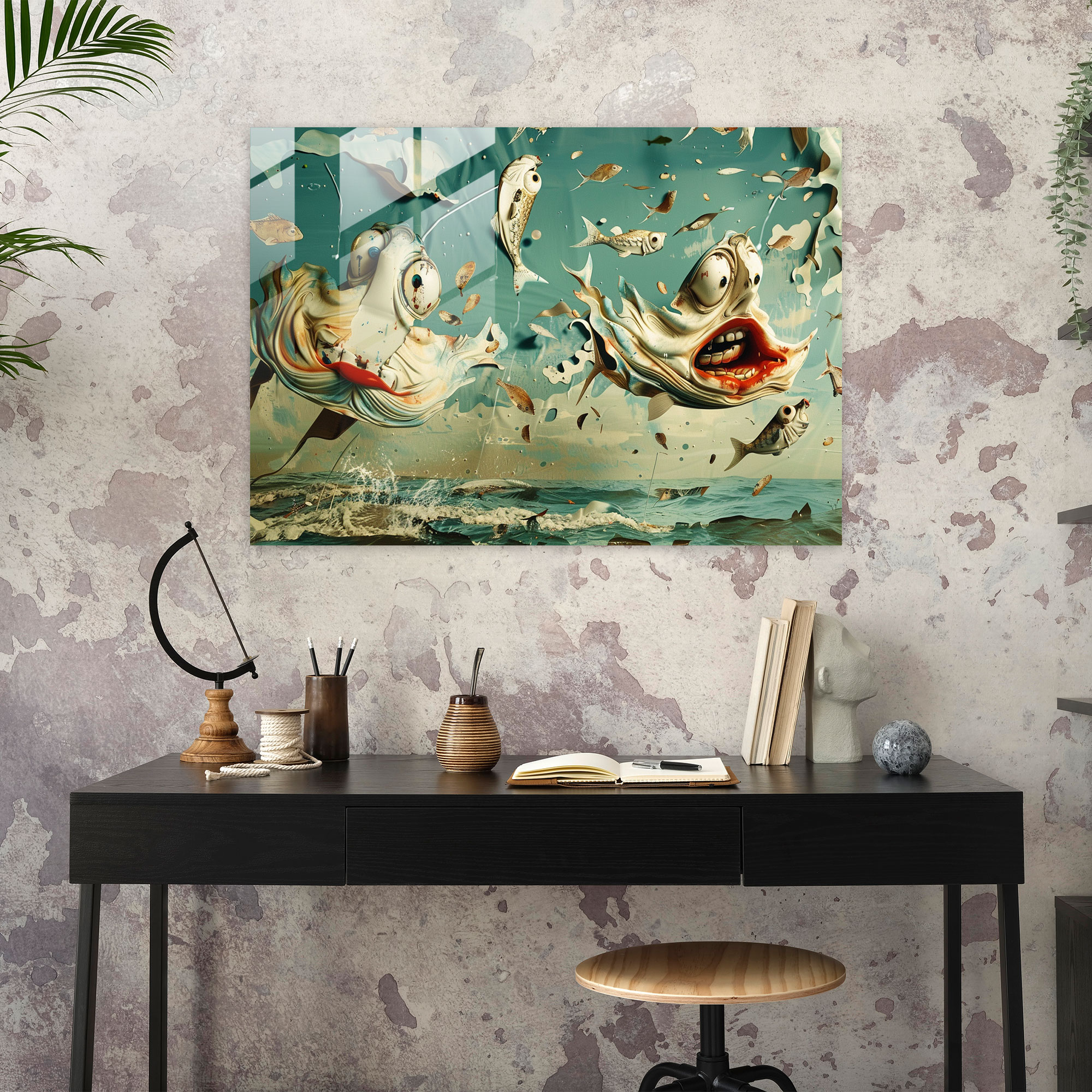 Dali Flying Fish Glass Print - Salvador Dali, Home Decoration, Modern Art, Salvador Dali