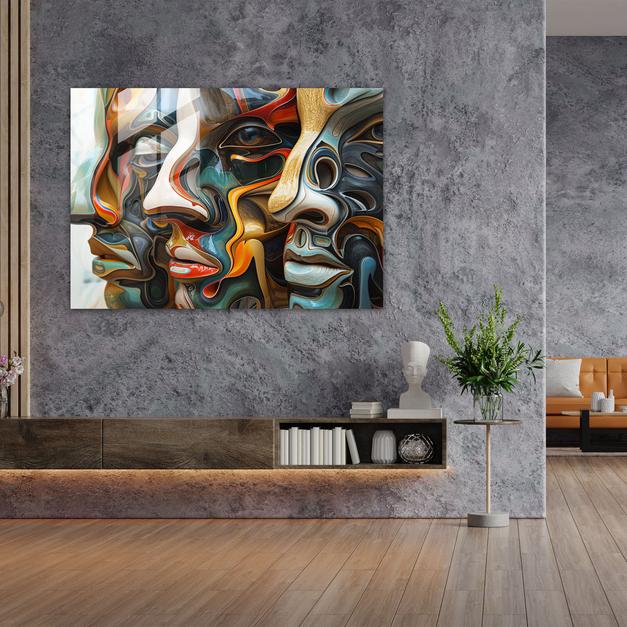 Salvador Dali Soyut Figürler Cam Tablo Sanatı - Modern Sanat Salvador Dali Soyut Figürler