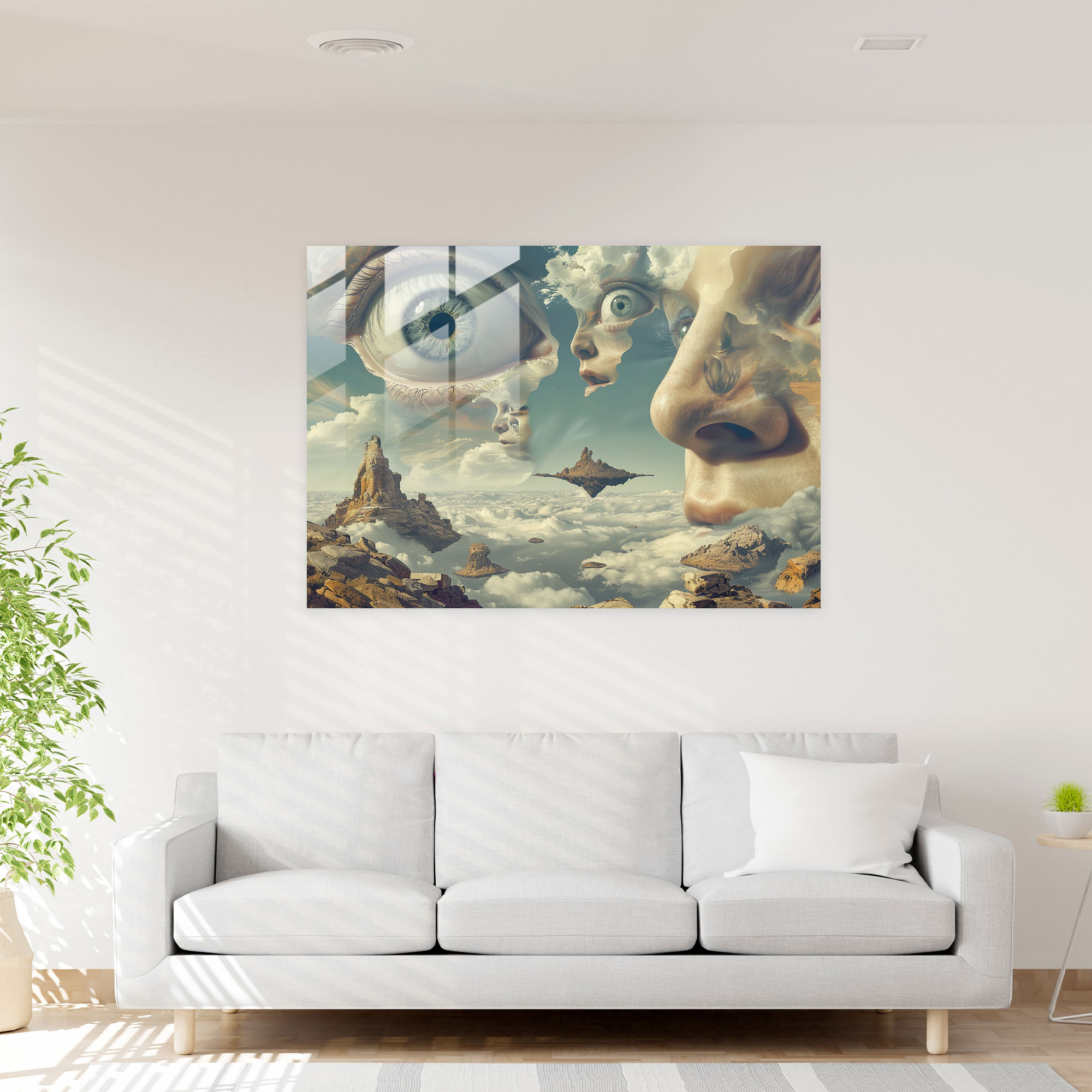 Salvador Dali Dream World Glass Print - Salvador Dali, Home Decoration, Modern Art, Floating Eyes
