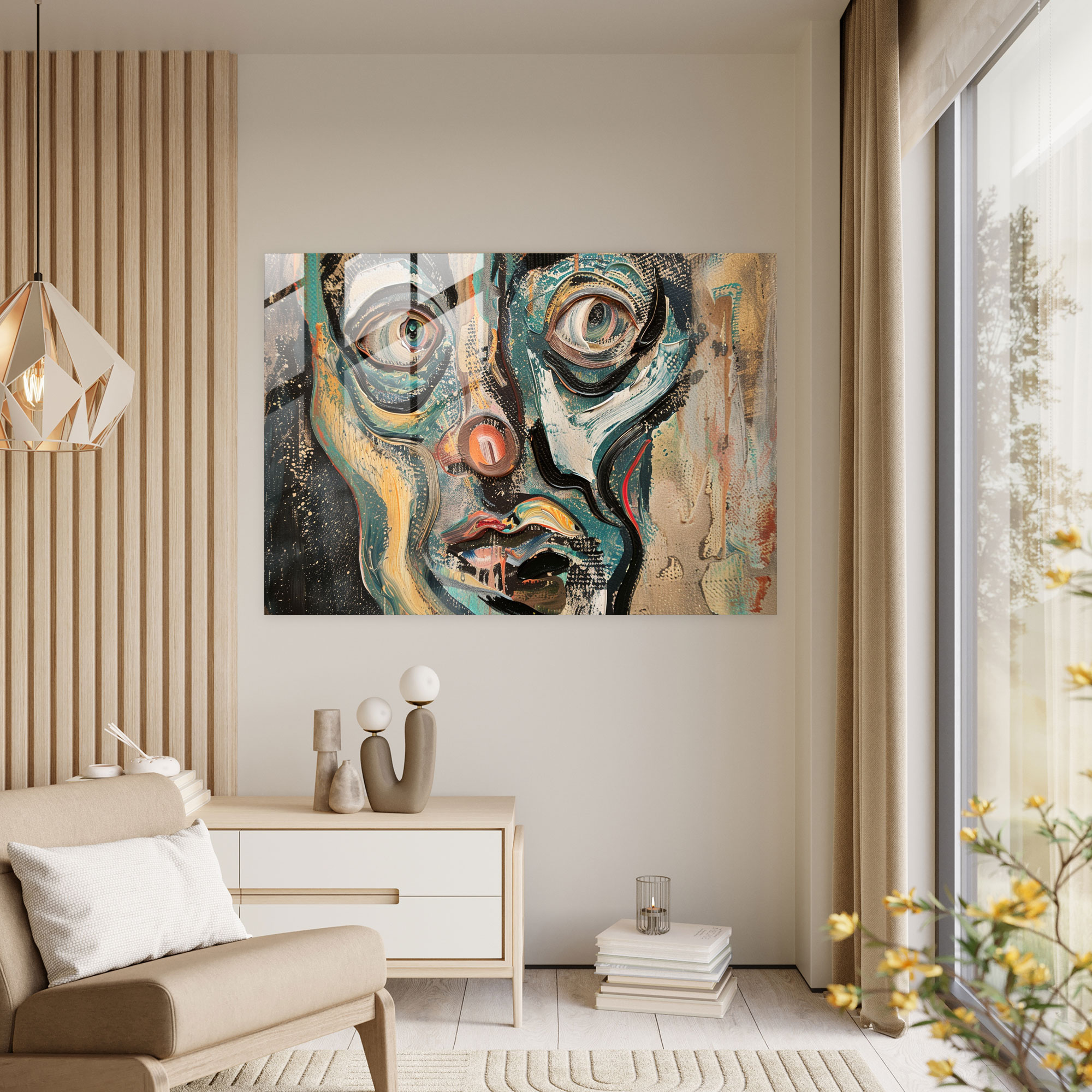 Abstract Face Distortion Glass Wall Art - Salvador Dali, Modern Art, Wall Decoration, Salvador Dali