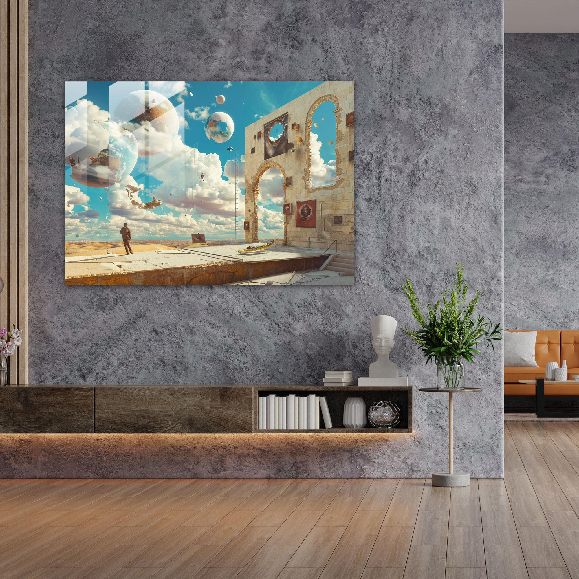 Floating Objects Dream Sequence Glass Print - Salvador Dali, Glass Print, Home Decoration, Wall Decoration