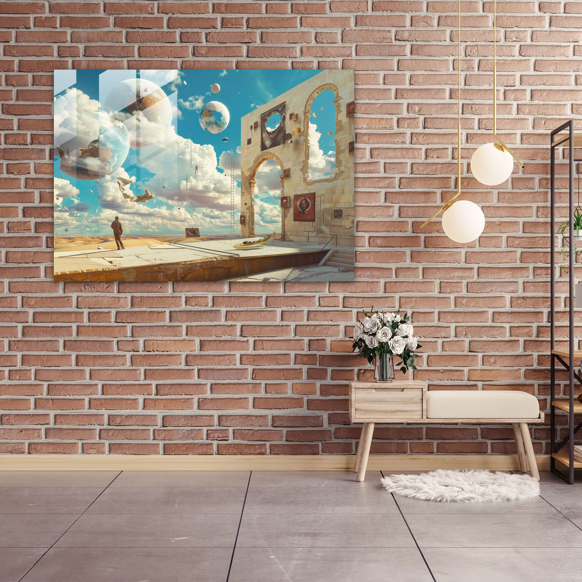 Floating Objects Dream Sequence Glass Print - Salvador Dali, Glass Print, Home Decoration, Wall Decoration