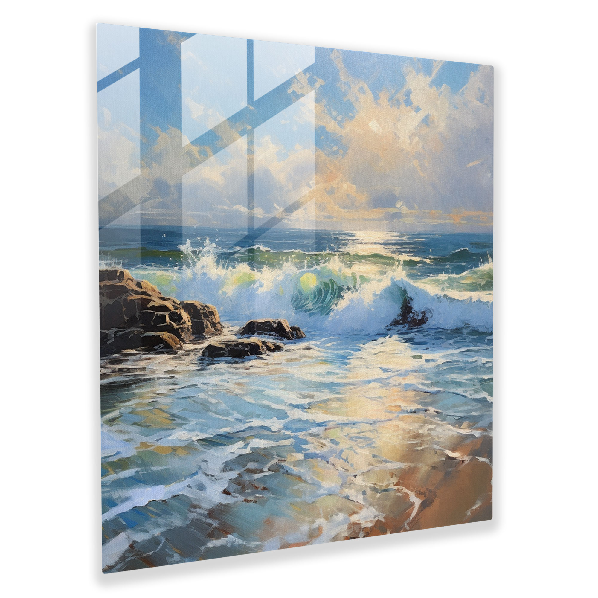 Play Of Light Seascape Glass Print - Seascape, Glass Art, Home Decoration, Play Of Light