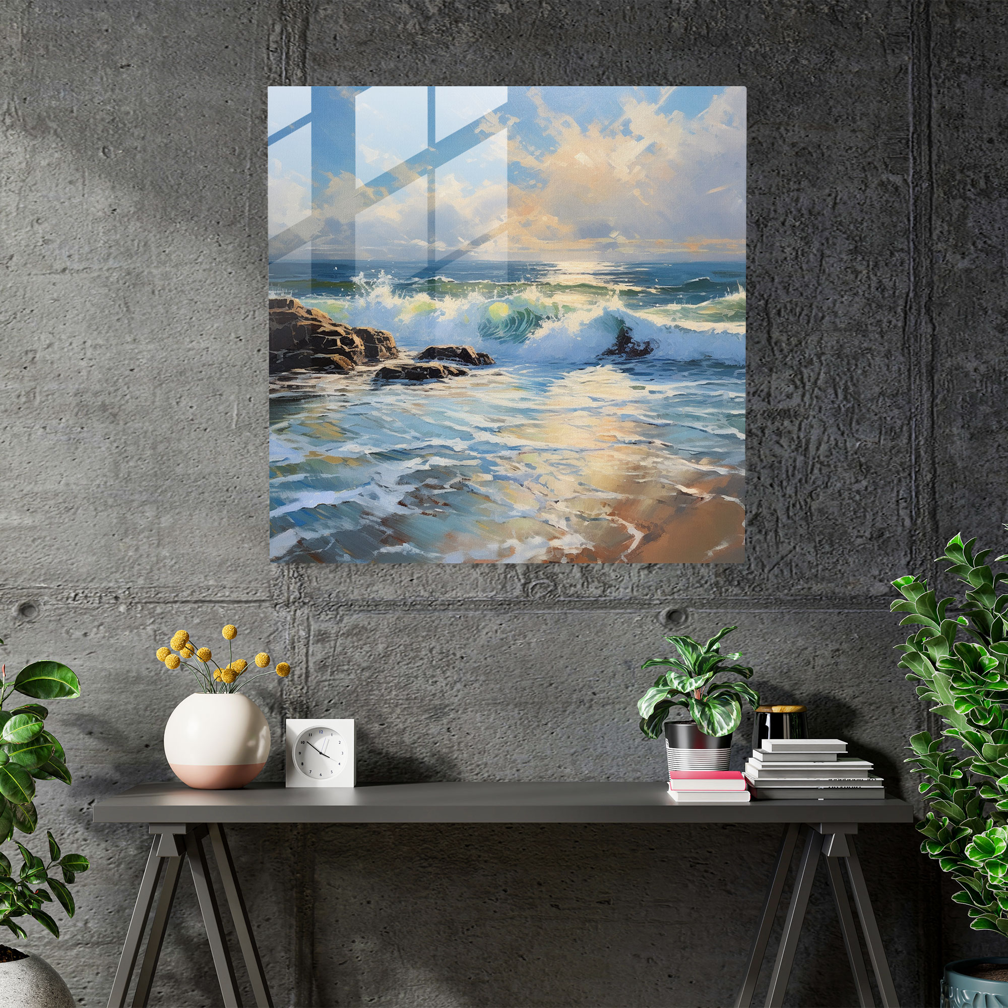 Play Of Light Seascape Glass Print - Seascape, Glass Art, Home Decoration, Play Of Light